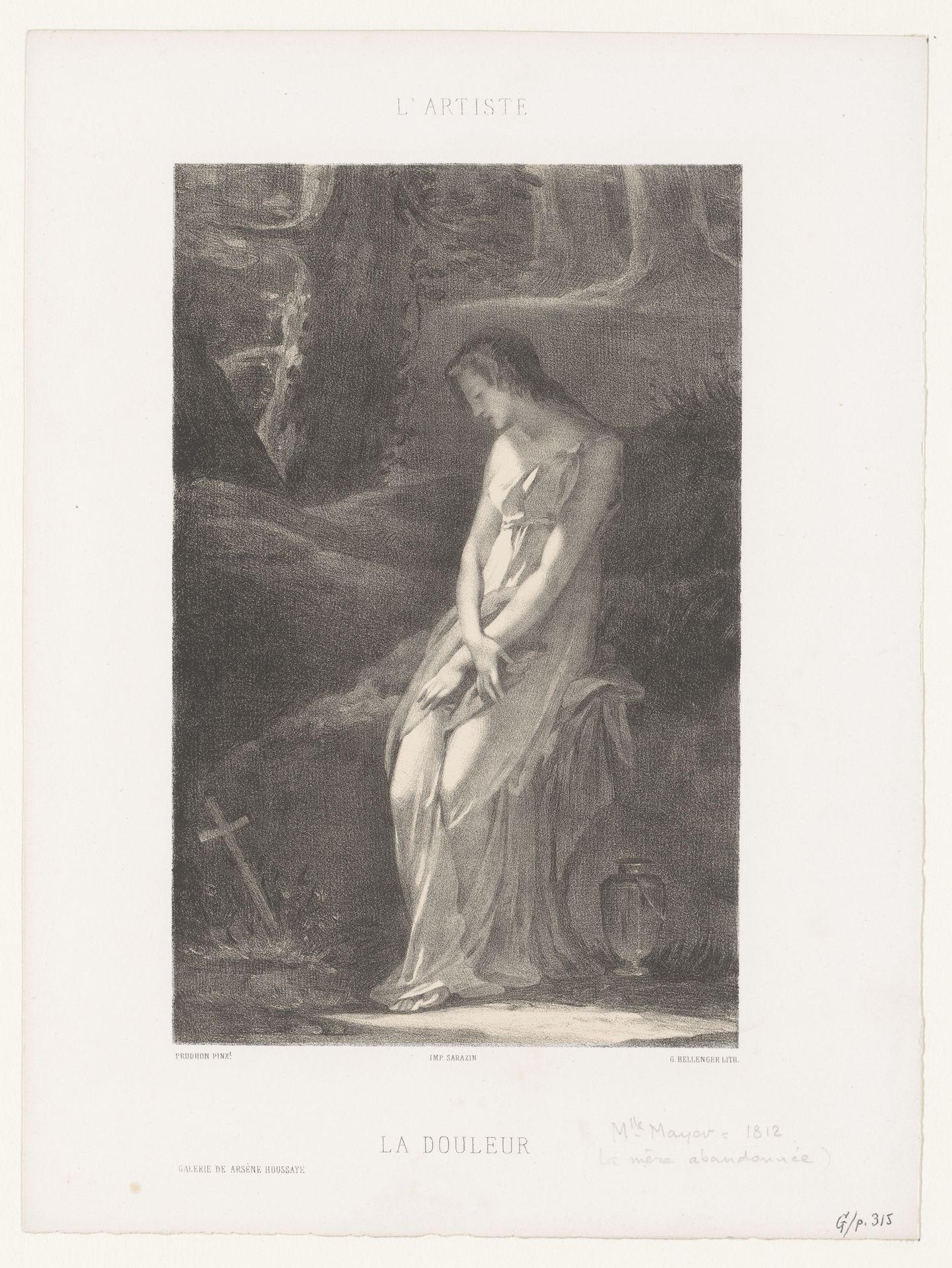 Rouwende moeder bij graf van kind by Georges Bellenger