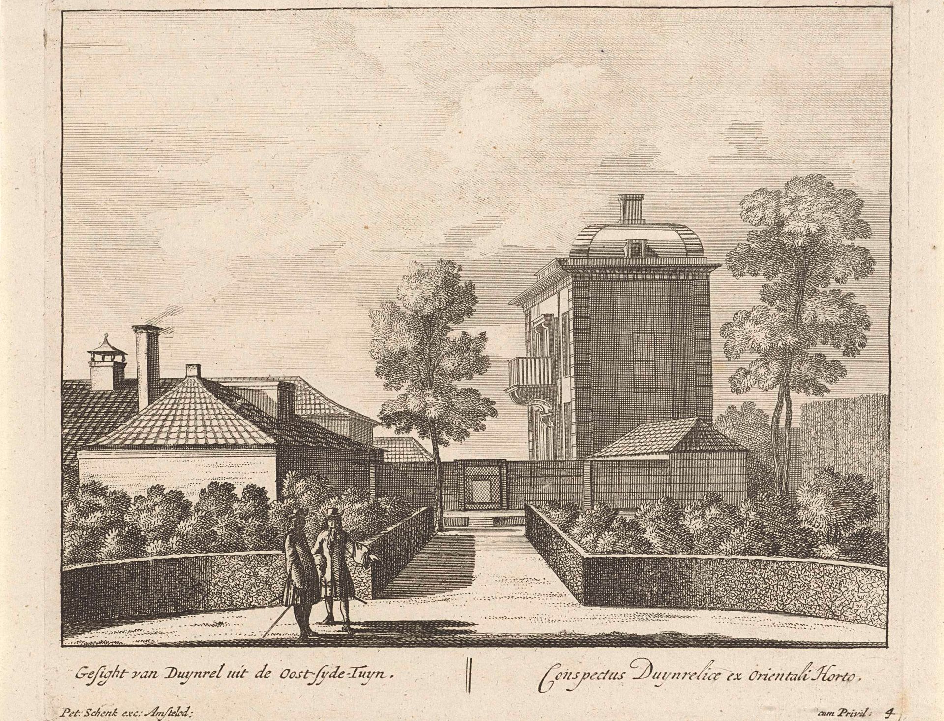 Gezicht op het oostelijke deel van de tuin en het huis van buitenplaats Duinrell by Anonymous