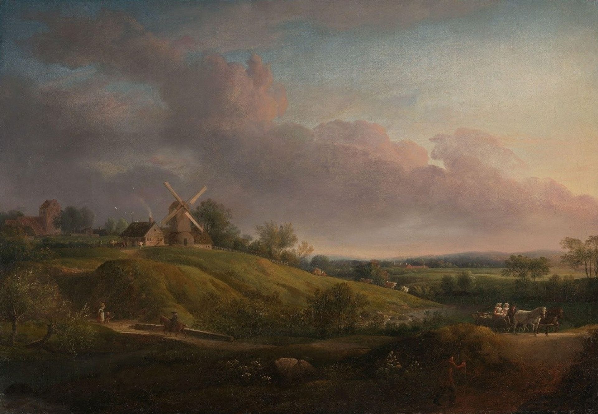 Landscape with a Church and a Mill by Jens Juel