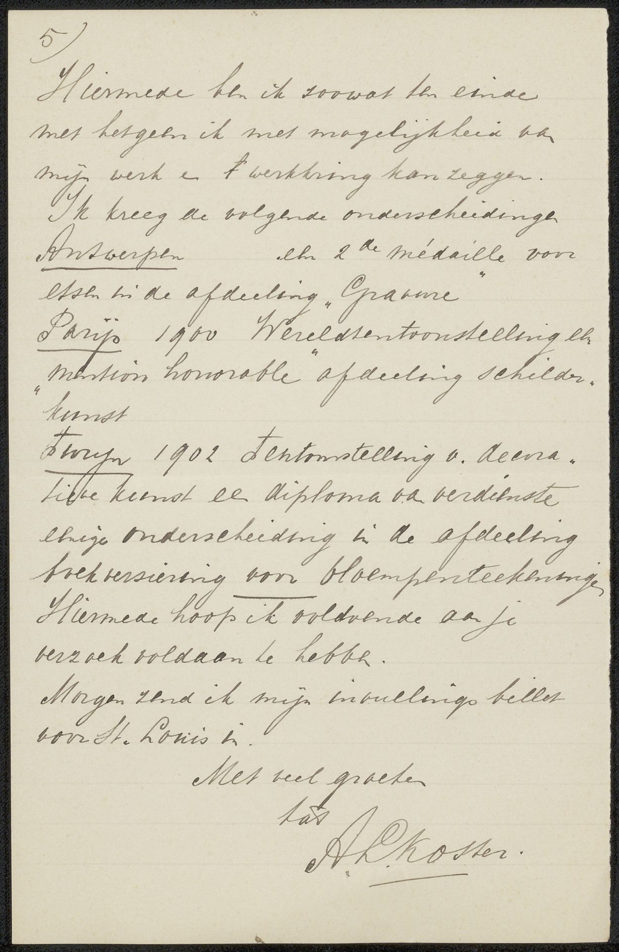 Brief aan Philip Zilcken by Anton L. Koster