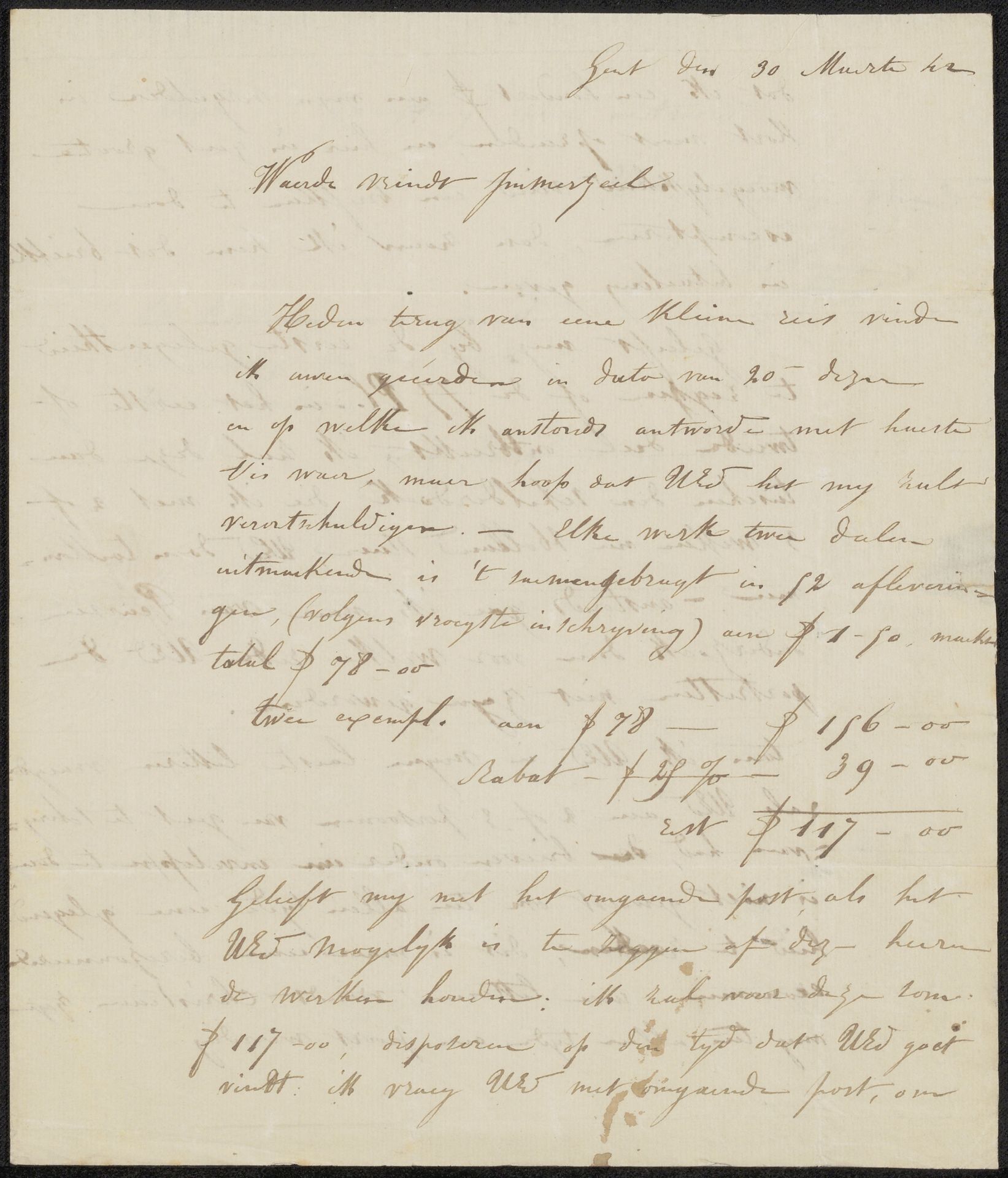 Brief aan Christiaan Immerzeel by Félix De Vigne