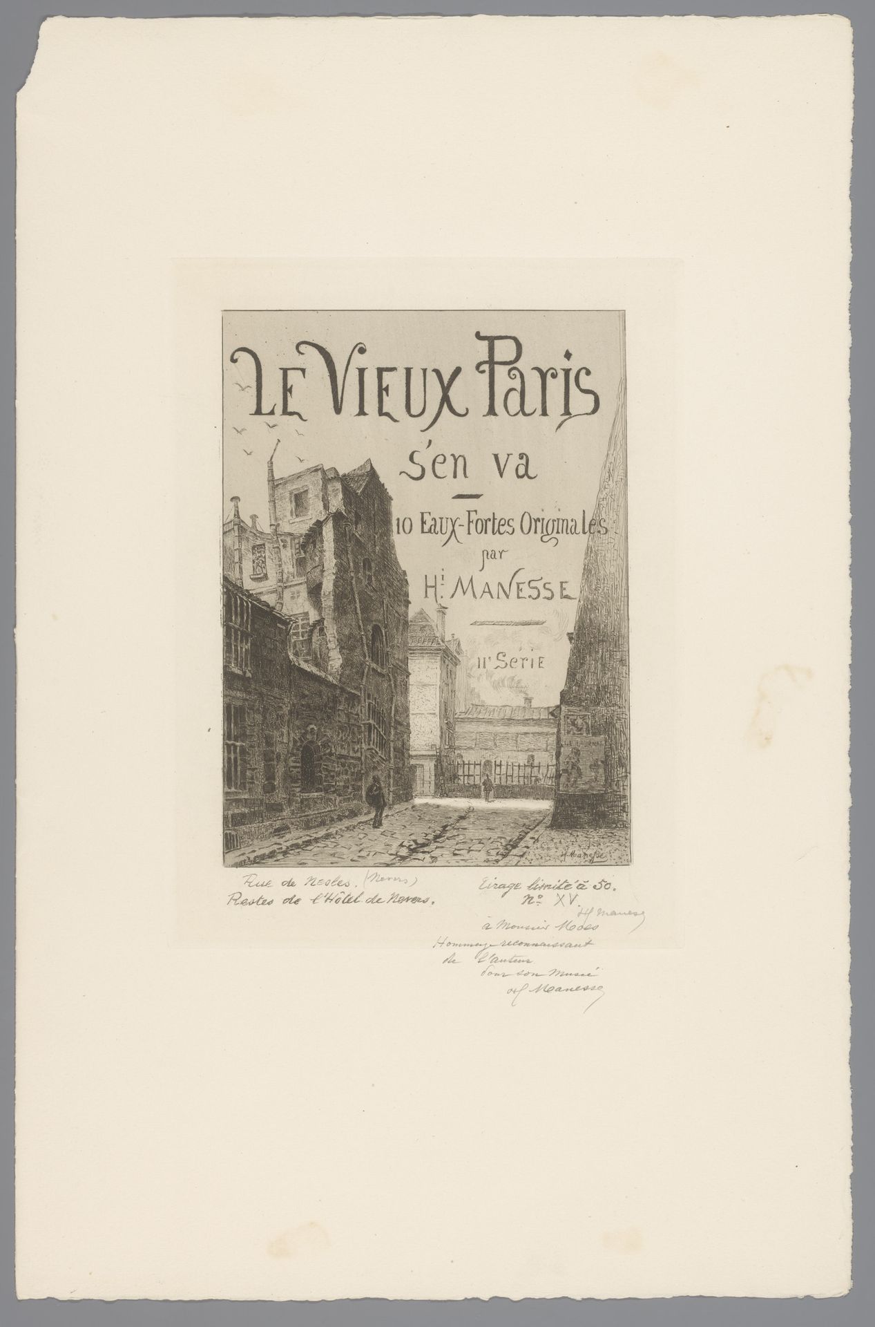 Titelprent met gezicht op de rue de Nesle by Henri Manesse