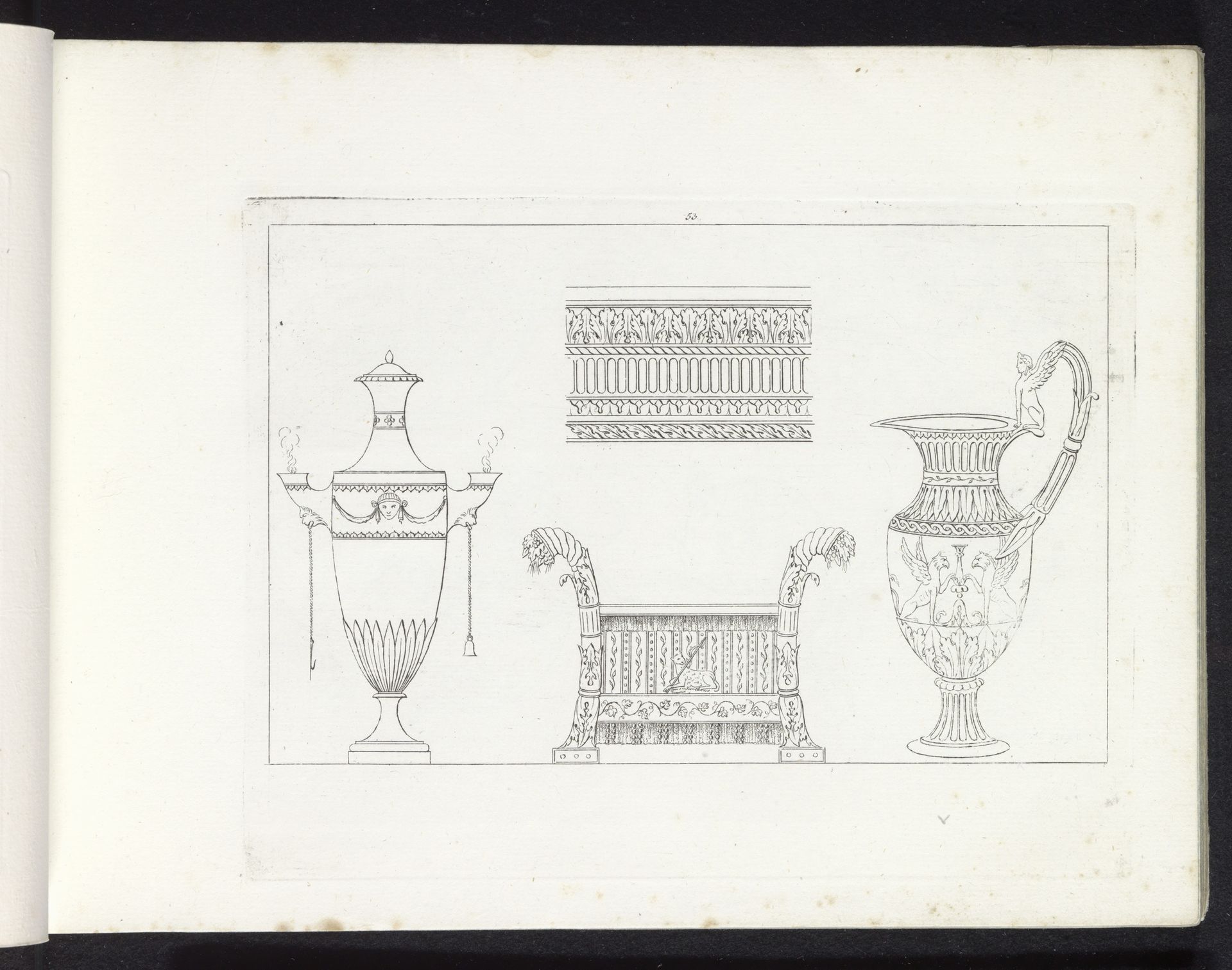 Oliebrander, kan, bankje en ornamentele rand by Pietro Ruga
