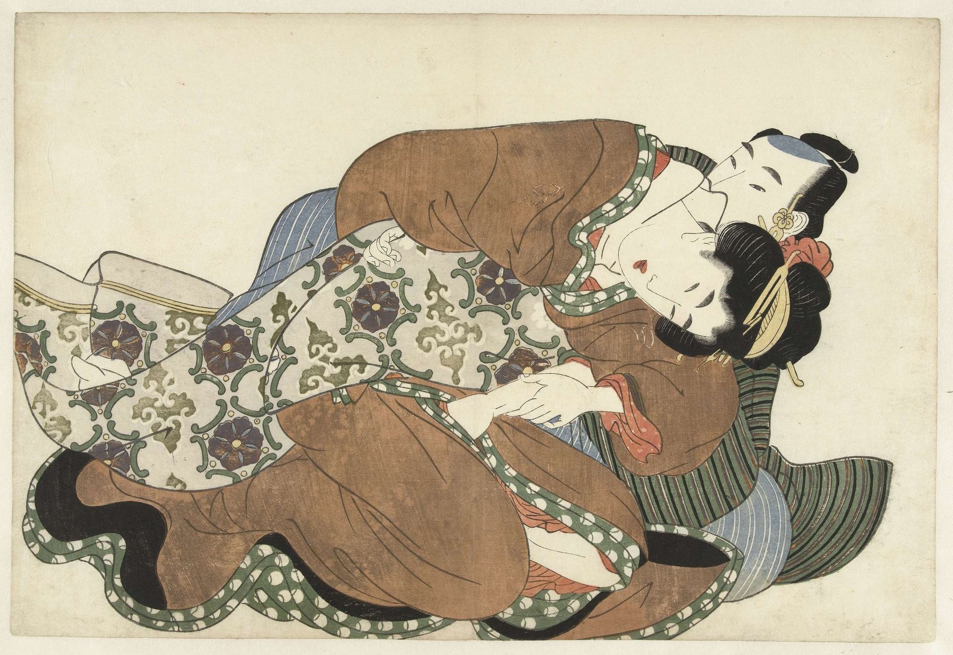 Vrijend paar by Kikugawa Eizan