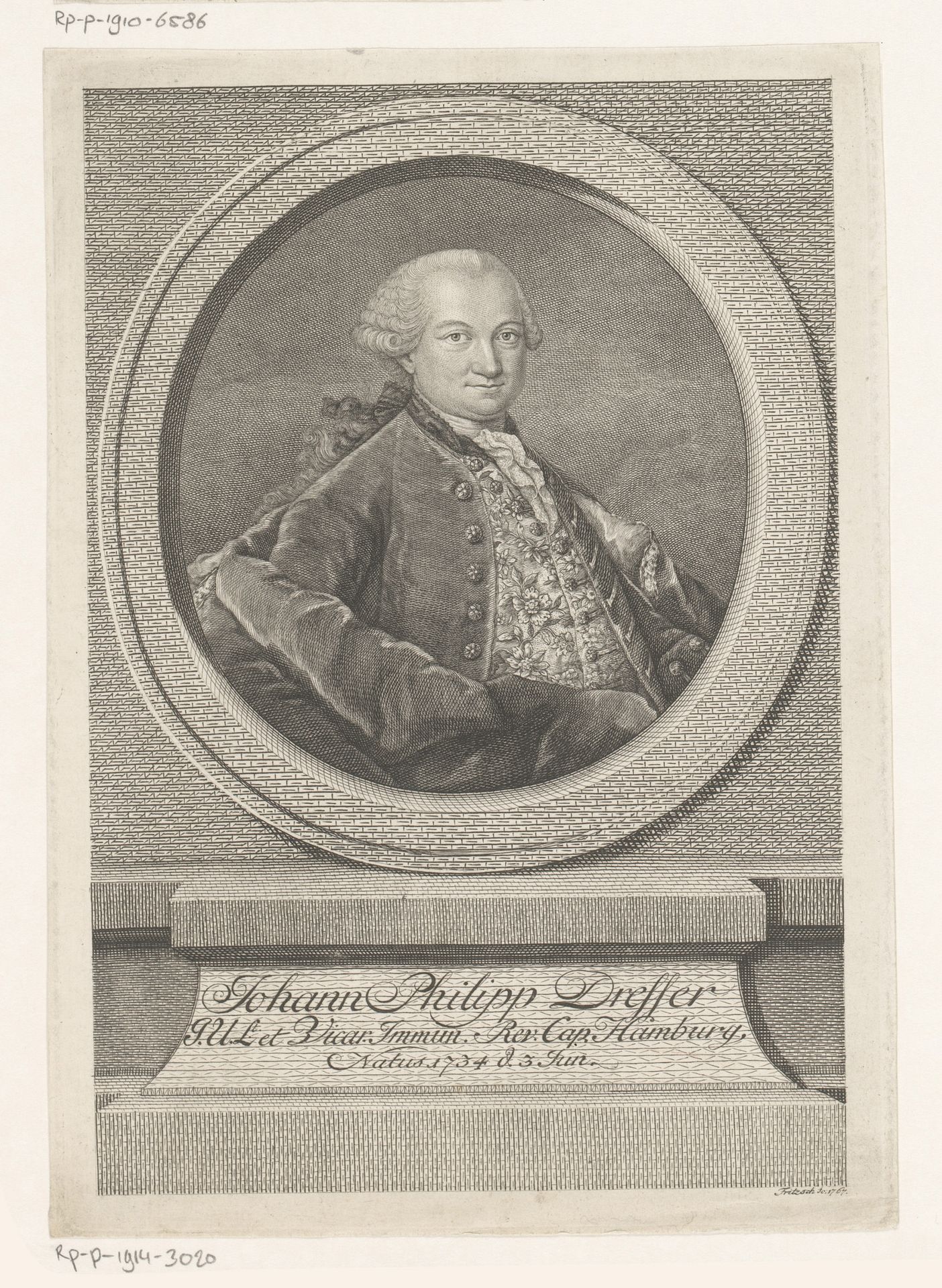 Portret van Johann Philipp Dresser by Christian Fritzsch