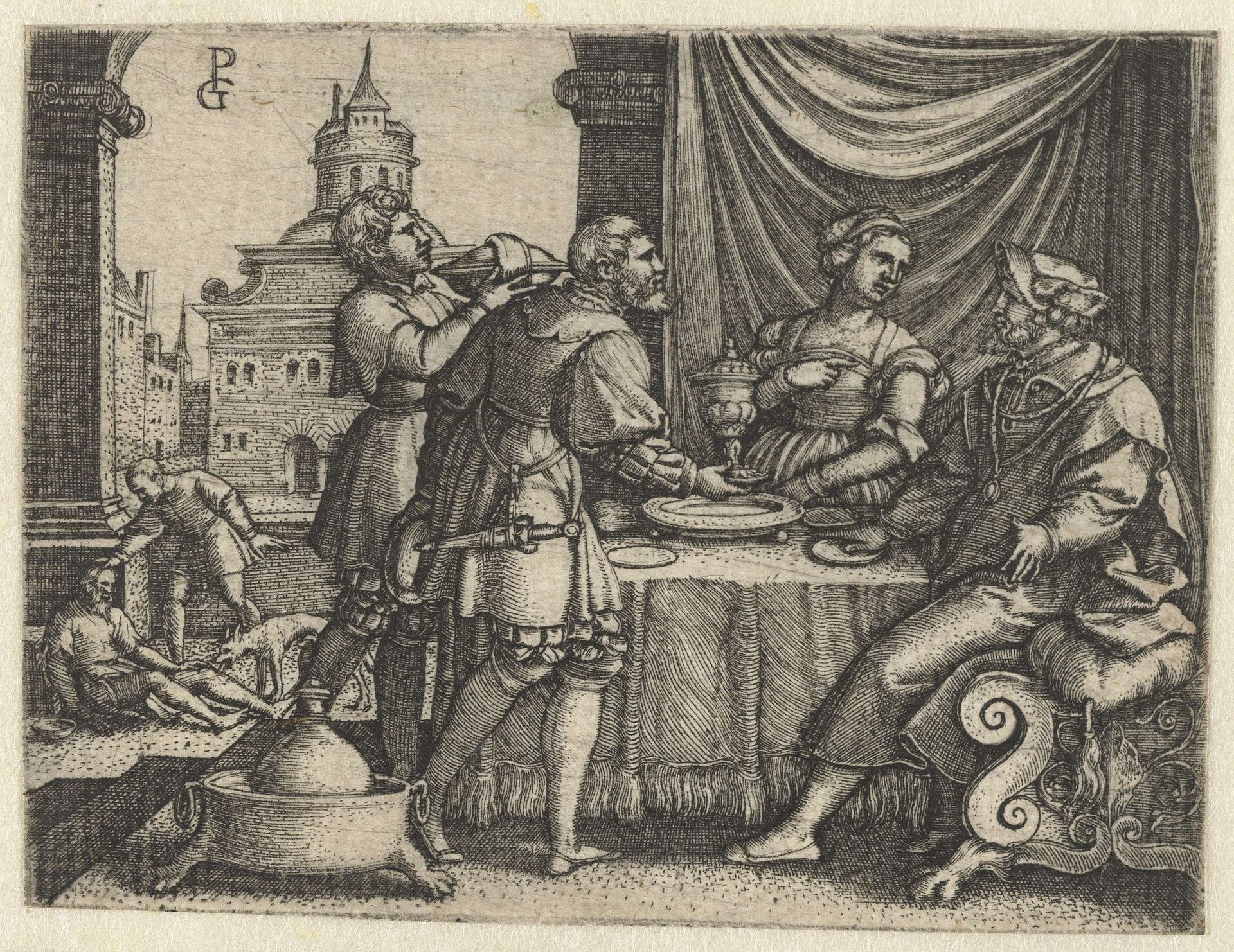Feestmaal van de rijke man by Georg Pencz