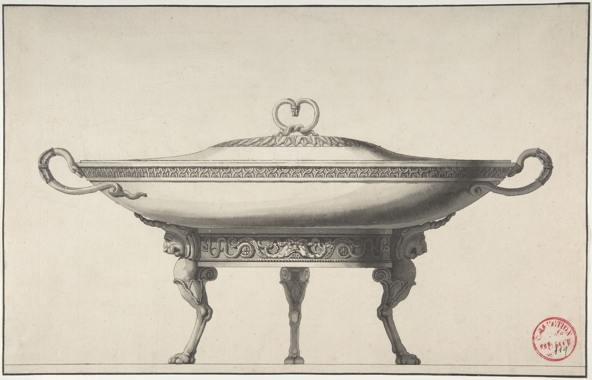 Design for a Covered Footed Serving Dish by Henri Auguste