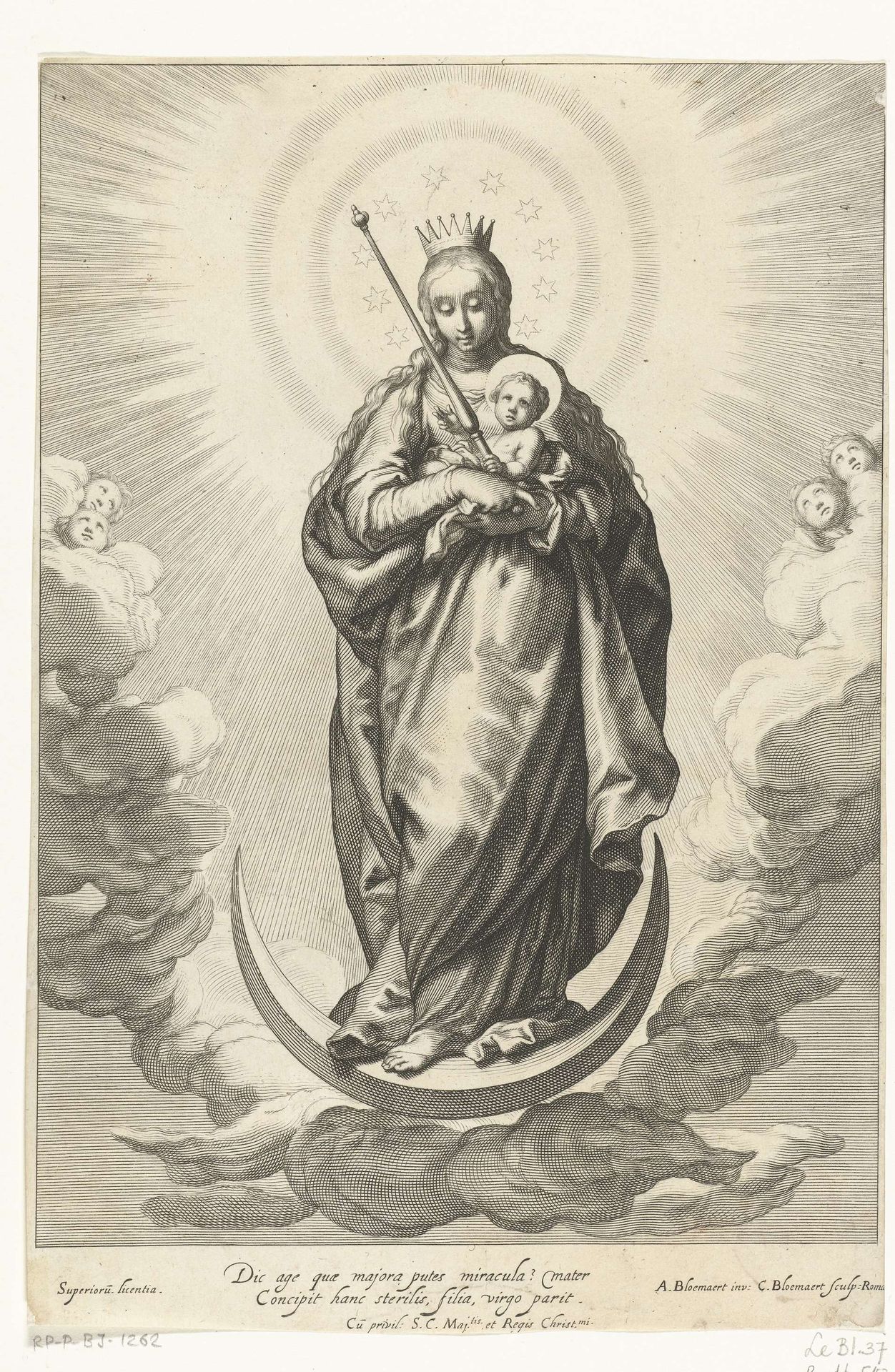 Staande Madonna op de maansikkel by Cornelis Bloemaert