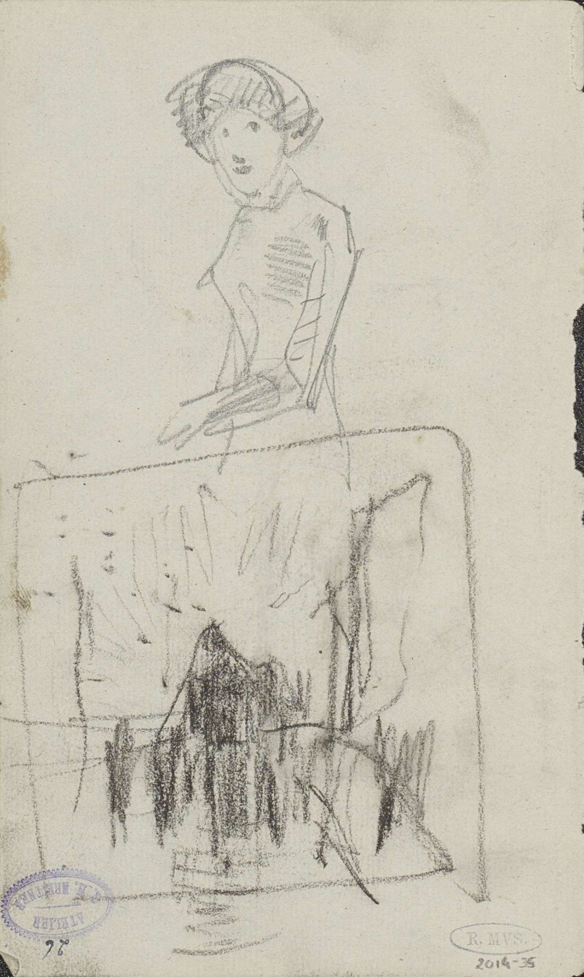 Vrouw met hoed en een compositiestudie by George Hendrik Breitner