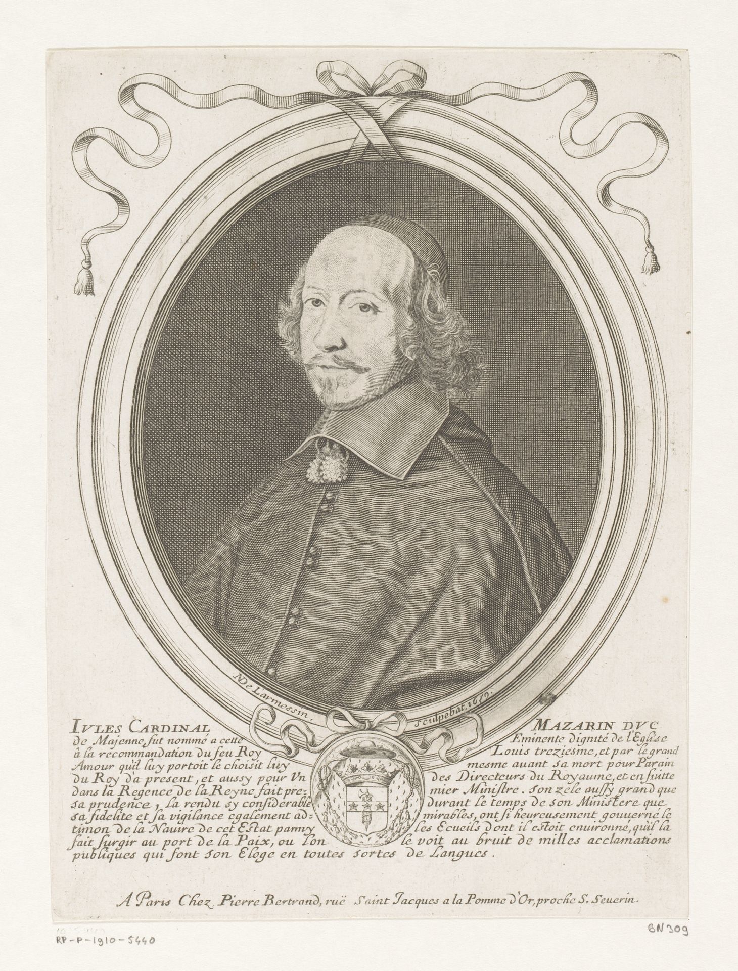 Portret van kardinaal Jules Mazarin by Nicolas de (I) Larmessin