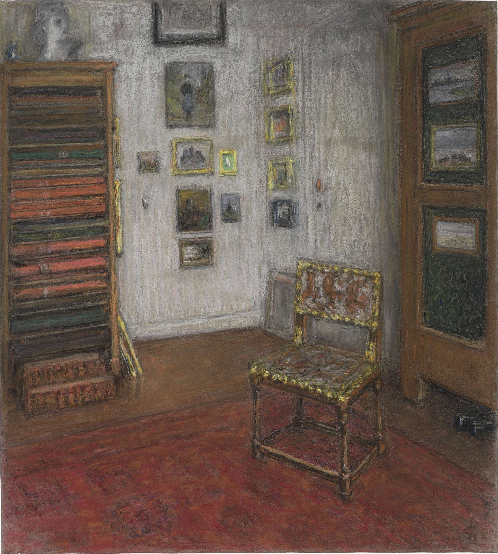 Atelierhoek met stoel en kunstkast, te Den Haag, Nieuwe Schoolstraat 28 by Carel Nicolaas Storm van 's-Gravesande