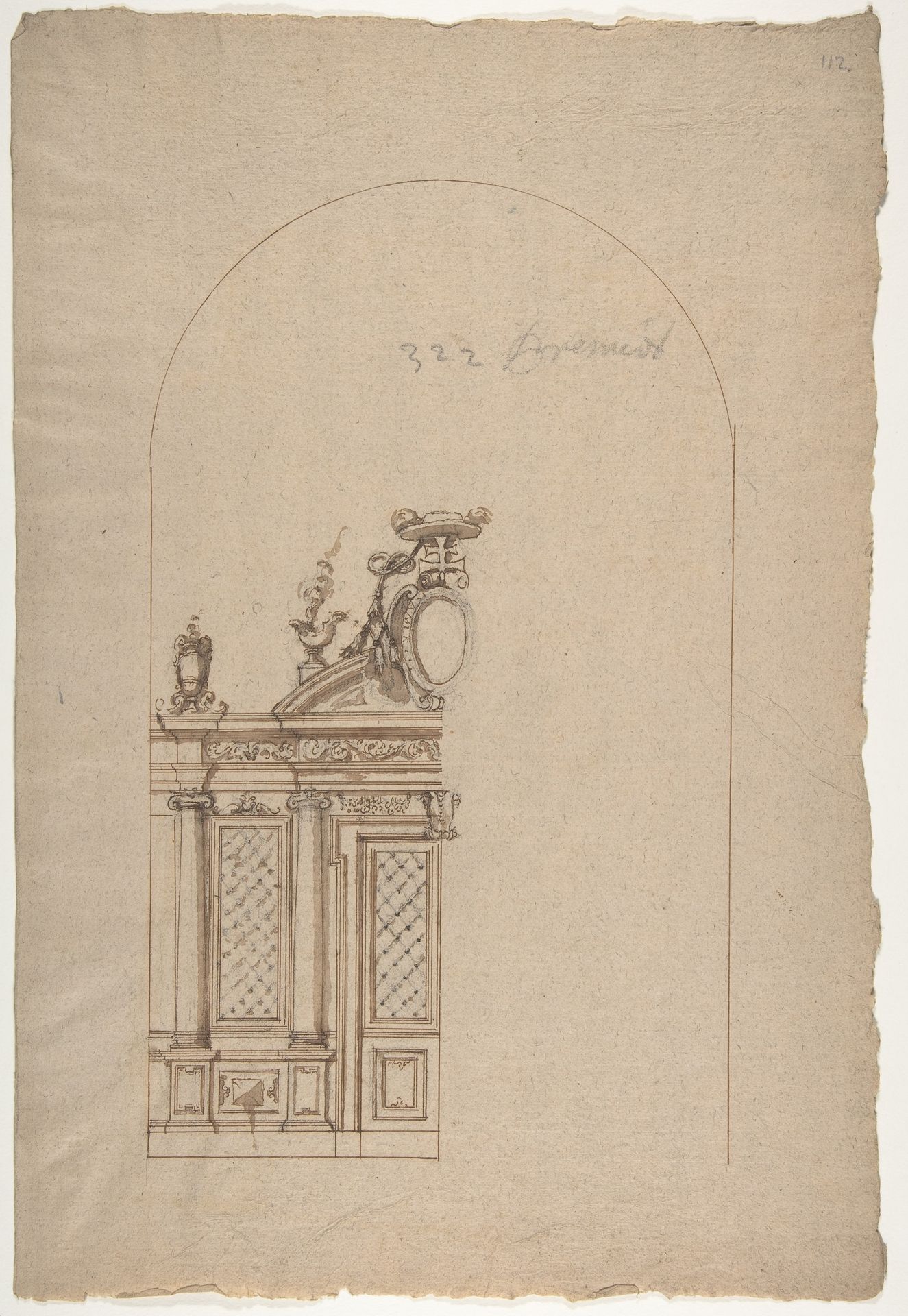 Design for a Choir Screen with a Cardinal's Hat by Anonymous