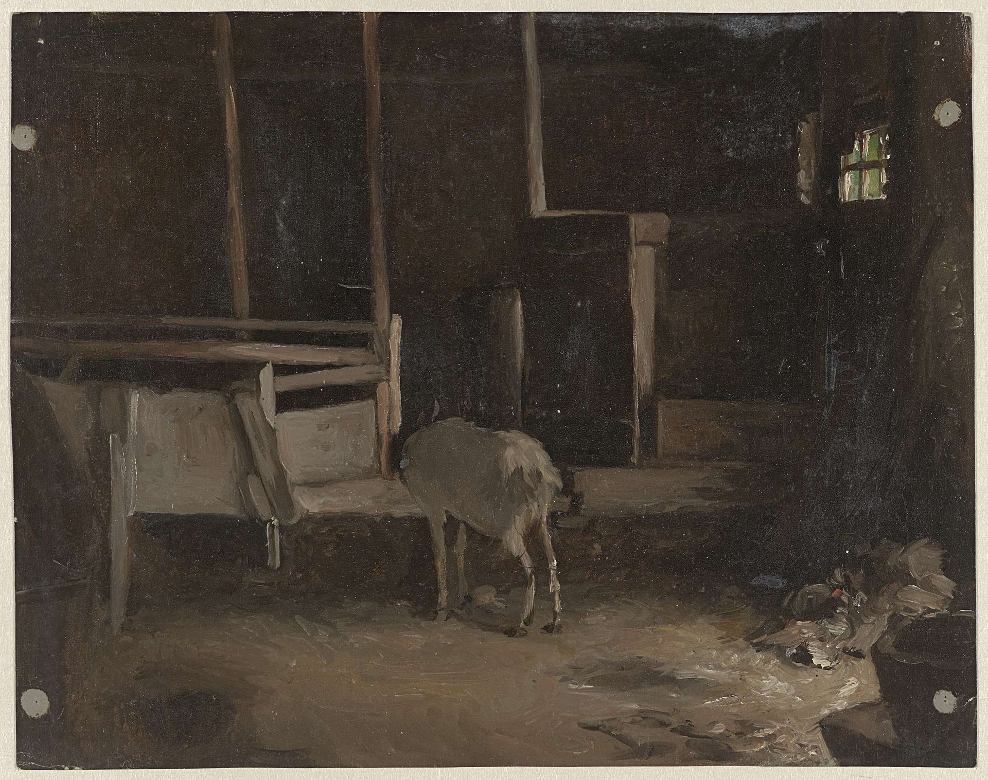 Geitje in een stal by Guillaume Anne van der Brugghen