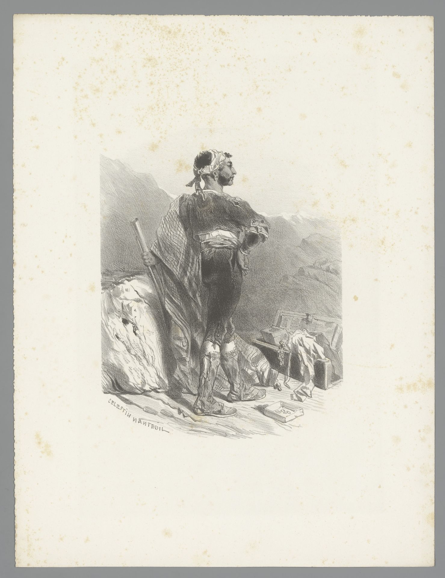 Man kijkt uit over de bergen by Célestin Nanteuil
