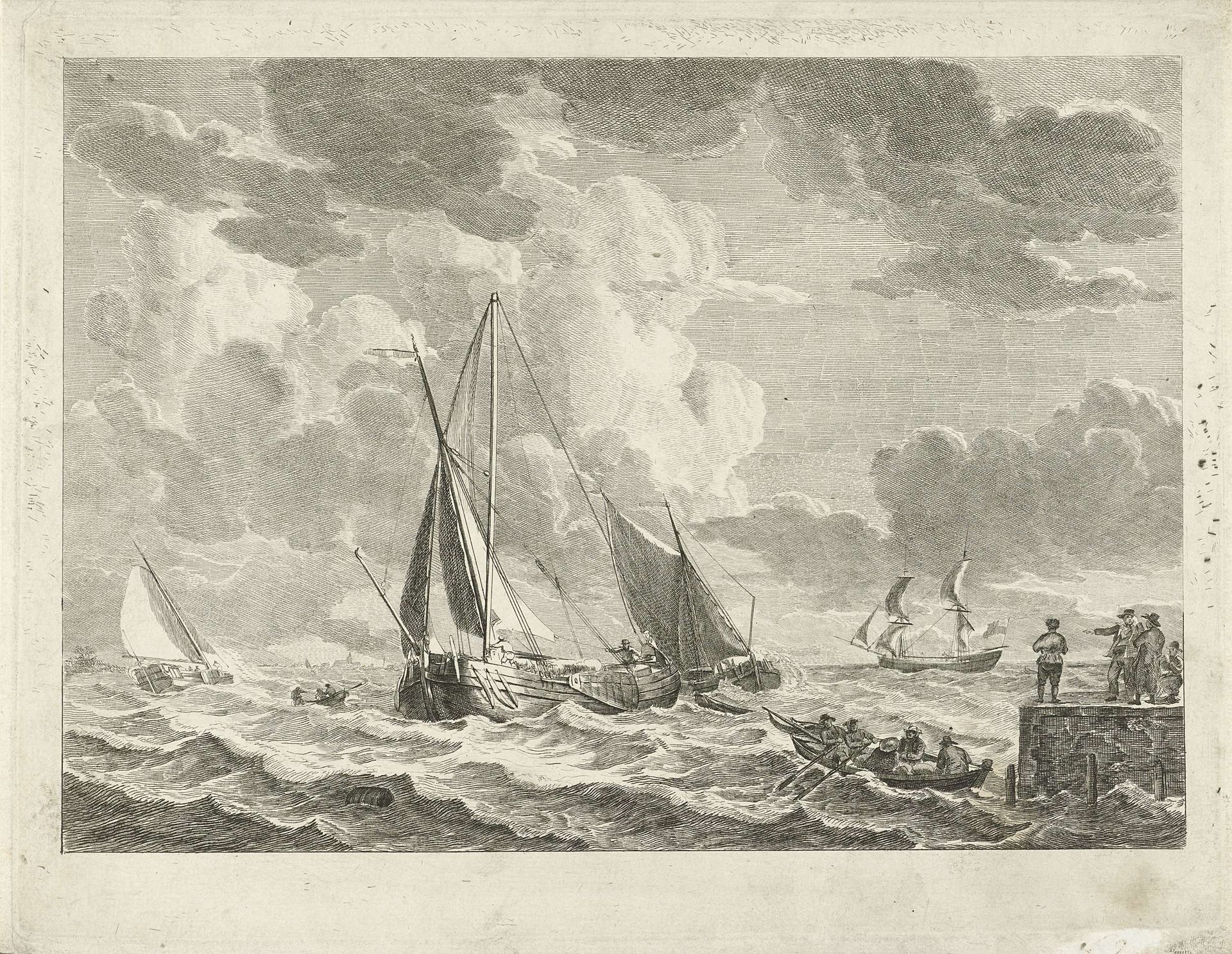 Zeilschepen op woelig water by Gerrit Groenewegen