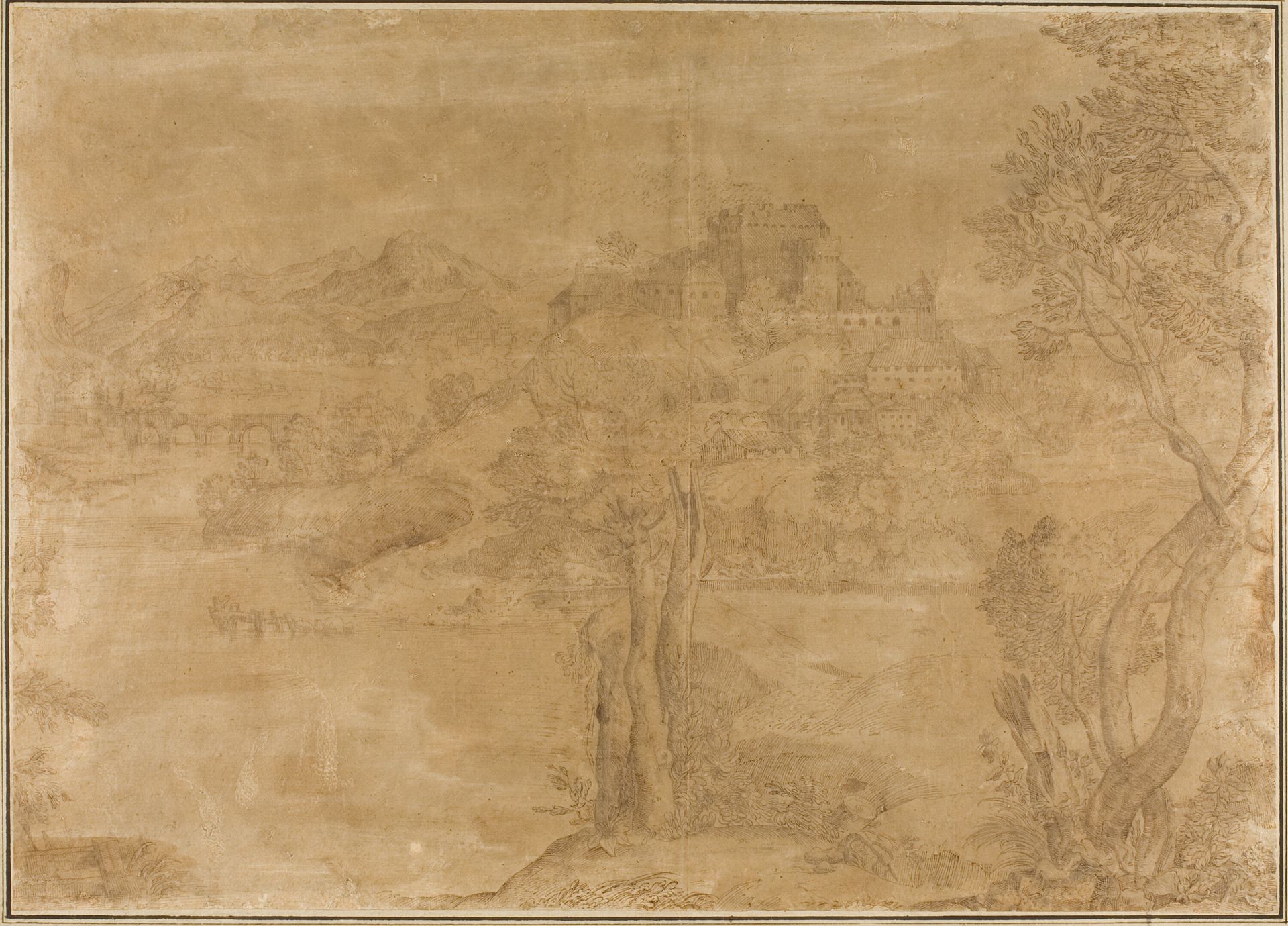 River Landscape with Castle by Anonymous