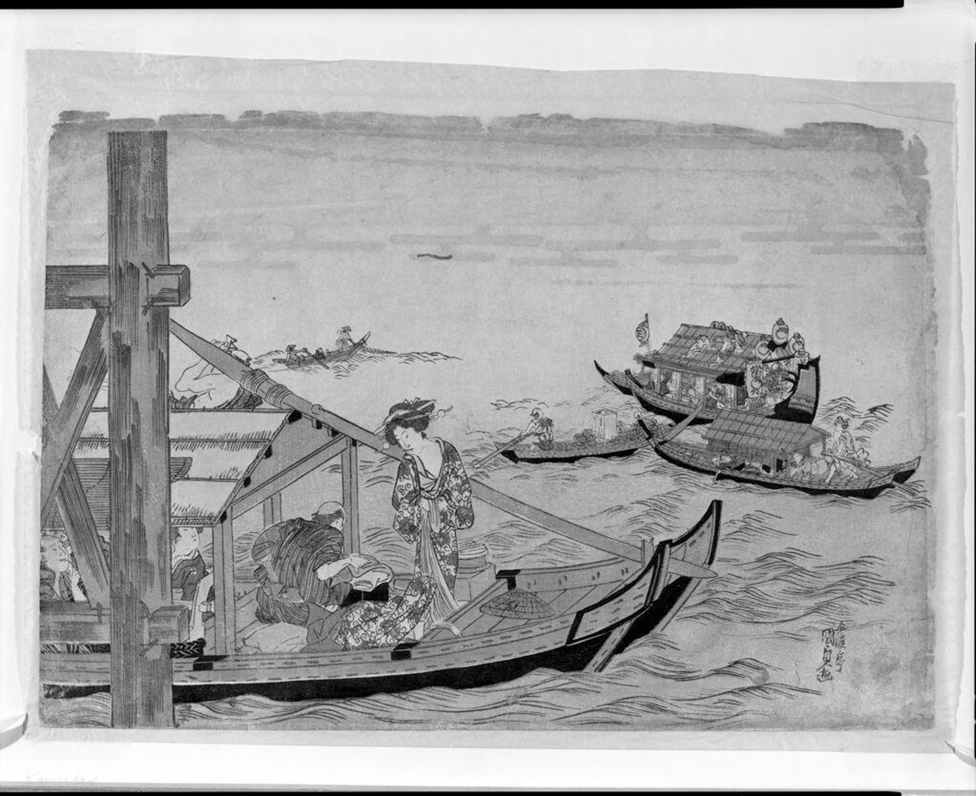 River Scene with Figures in Boats by Utagawa Kunisada