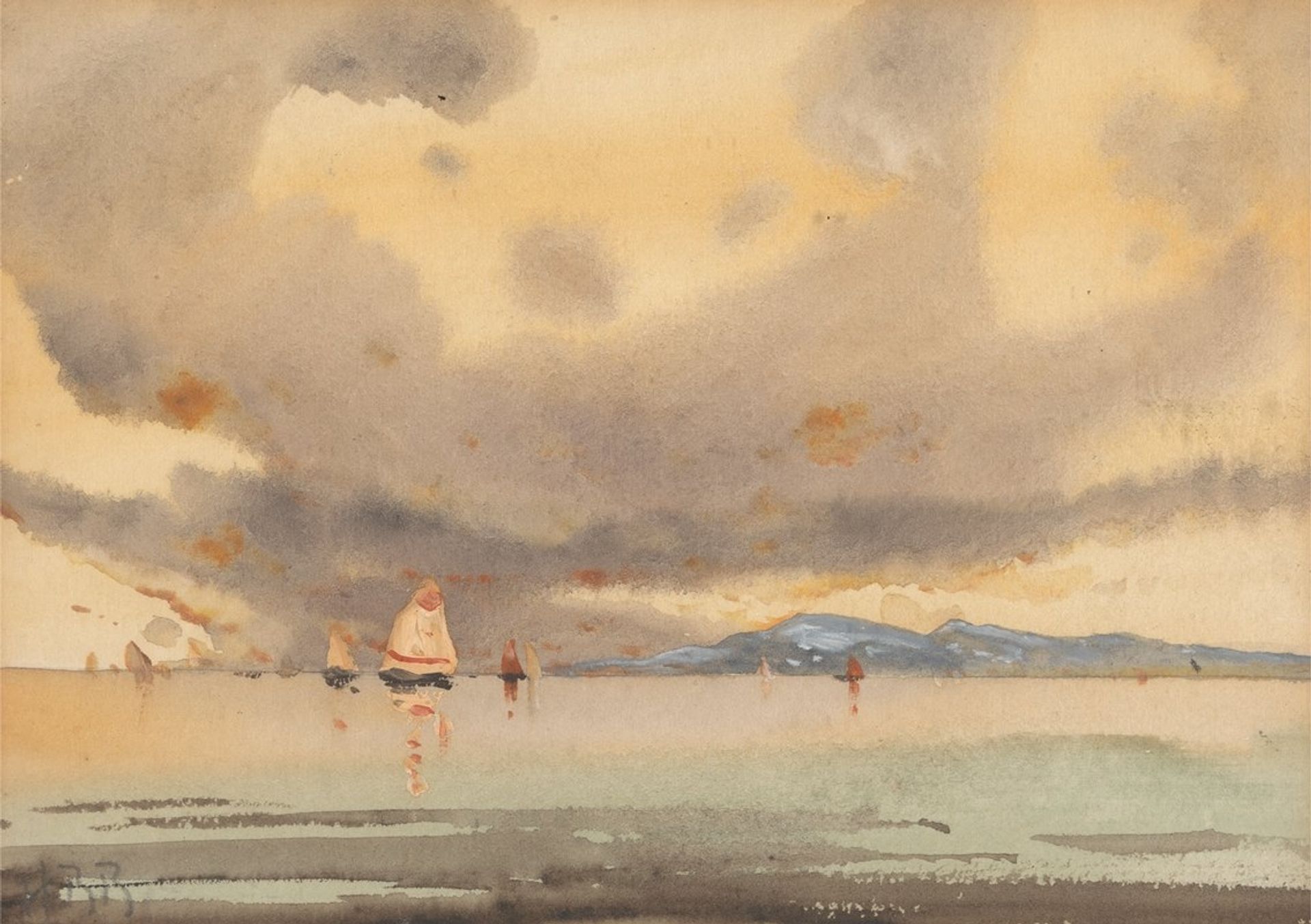 Euganian Hills from the Lagoon — Low Tide by Hercules Brabazon Brabazon