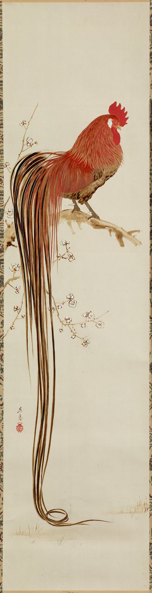 Long-tailed Rooster by Shibata Zeshin