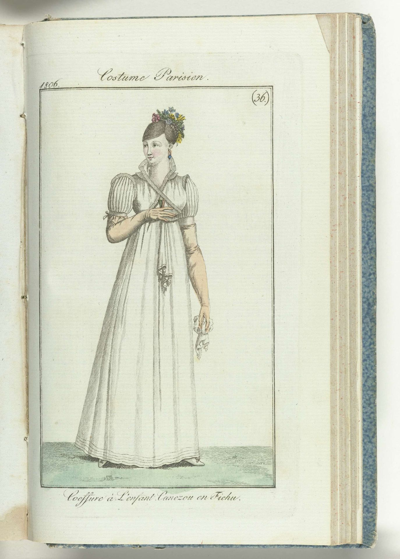 Journal des Dames et des Modes, editie Frankfurt 1 septembre 1806, Costume Parisien (36): Coeffure à L'enfant. Canezou en fichu. by Friedrich Ludwig Neubauer