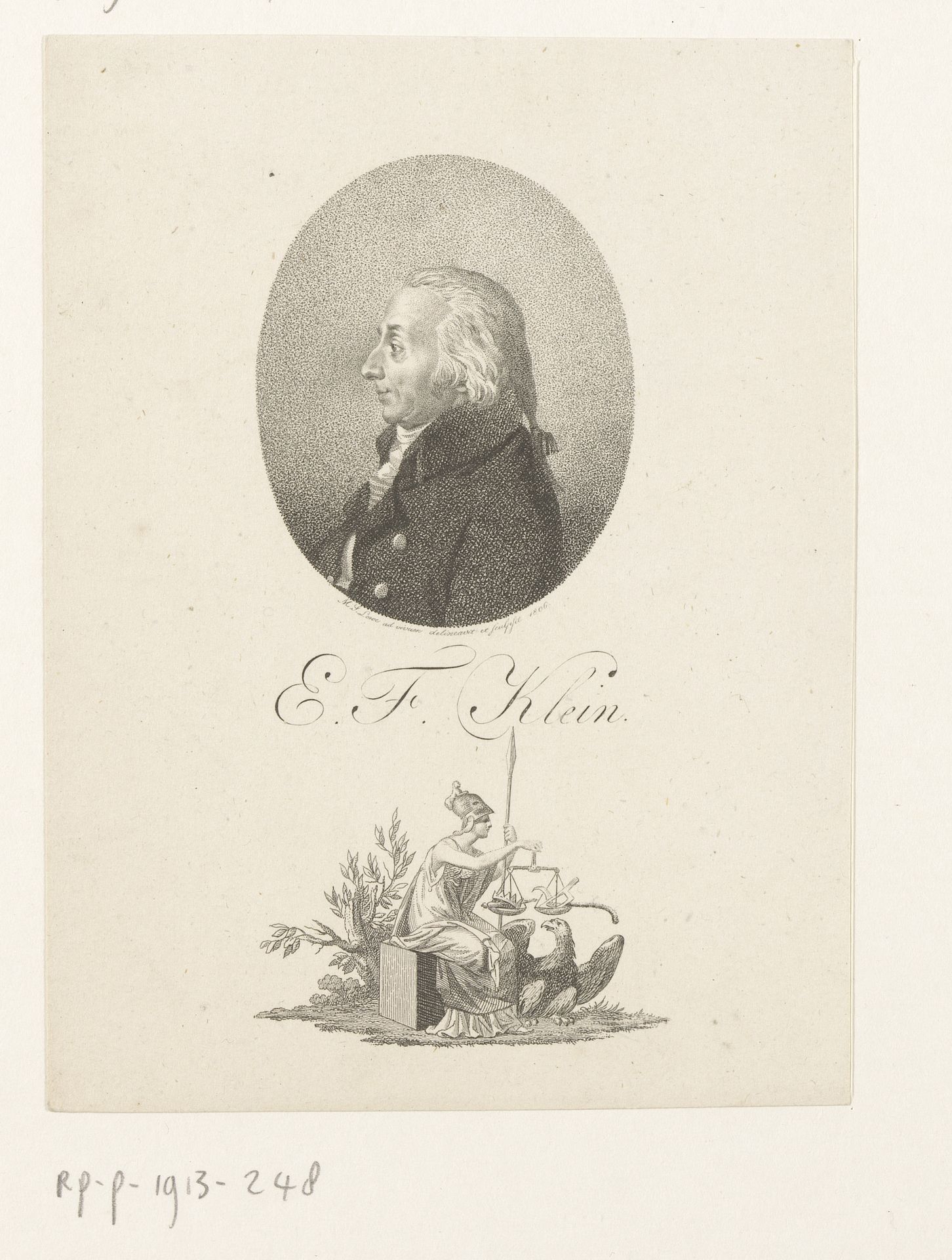 Portret van Ernst Ferdinand Klein by Johann Michael Siegfried Lowe
