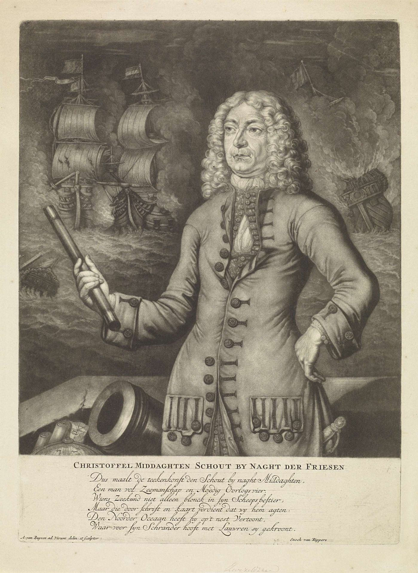 Portret van Christoffel Middaghten by Andries van (Sr.) Buysen