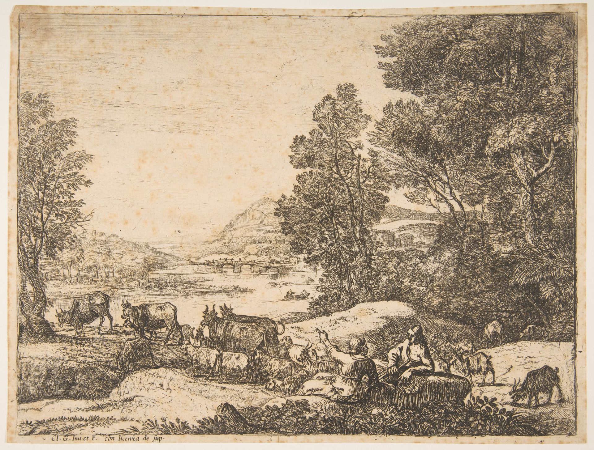 Shepherd and Shepherdess Conversing in a Landscape by Claude Lorrain