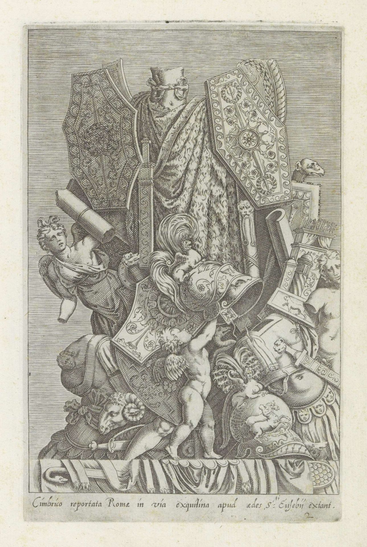 Trofee van wapens en sculpturen by Giovanni Battista Cavalieri