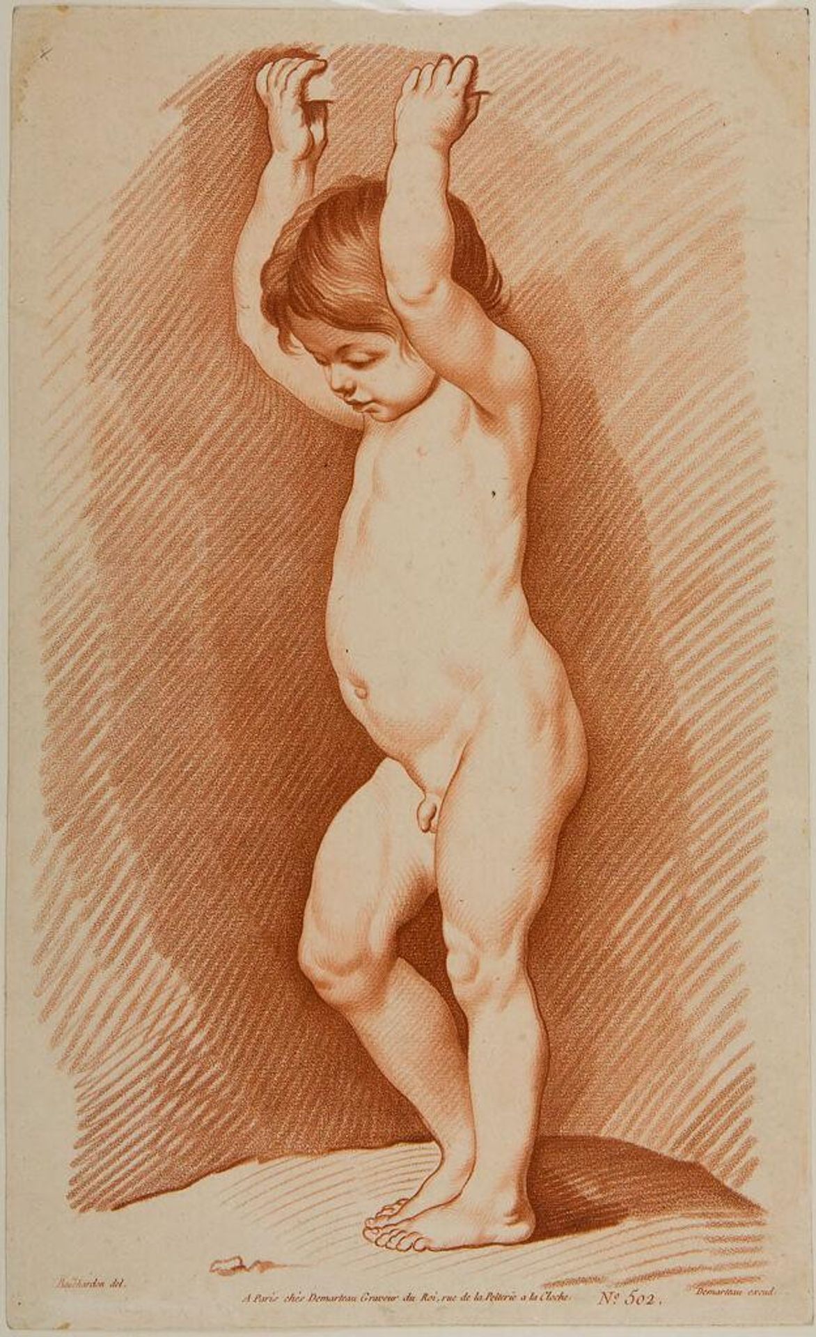 Nude Child with Arms Raised by Gilles Demarteau