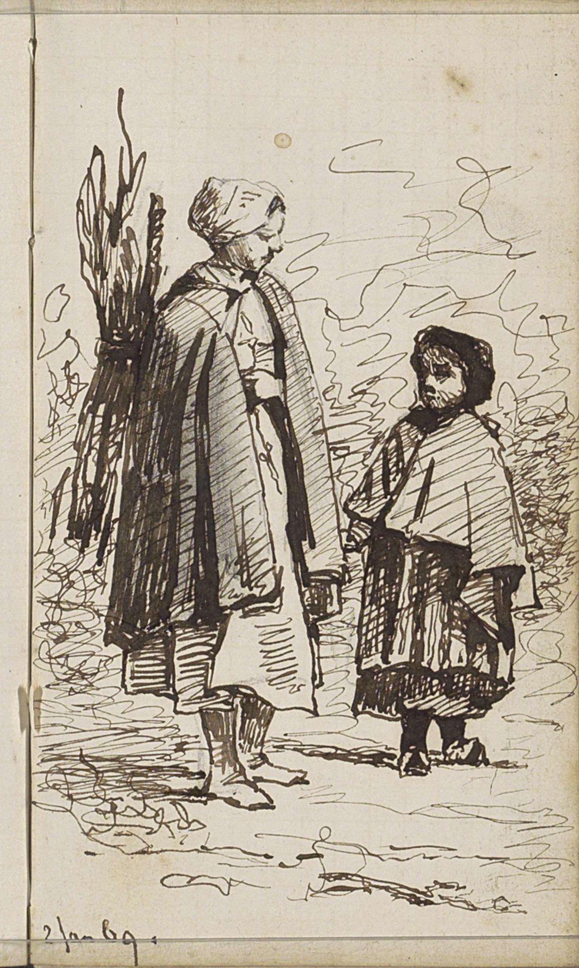 Twee meisjes op een landweg by Jan Willem van Borselen