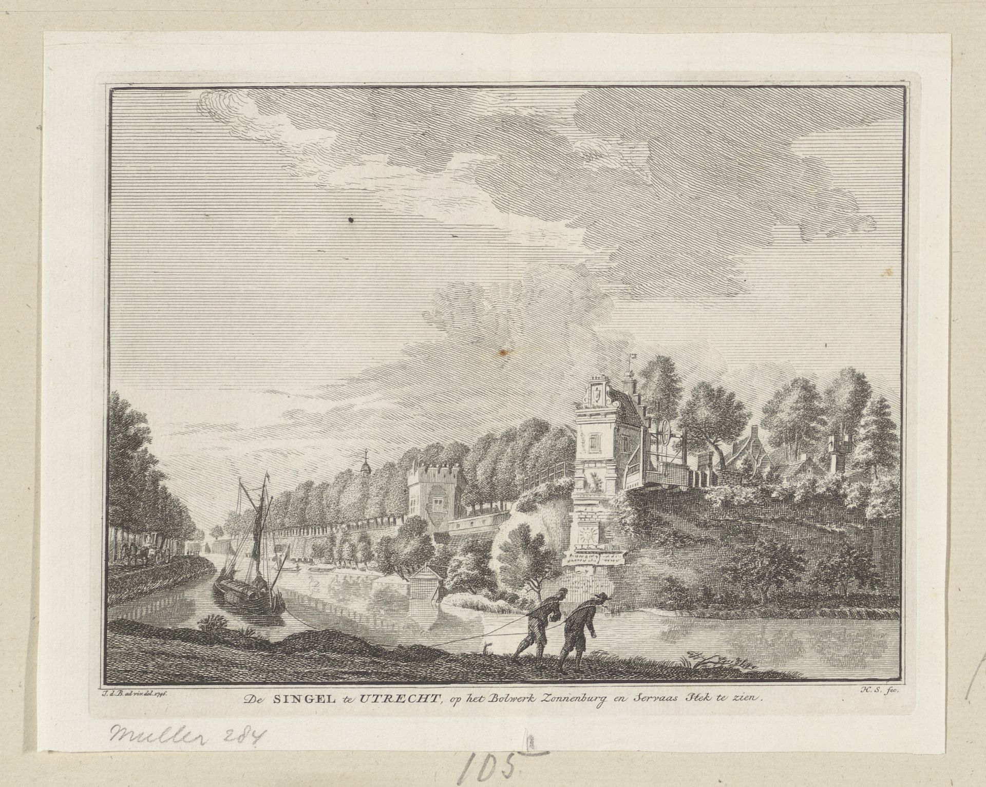Gezicht op de stadswal en Sonnenborgh te Utrecht by Hendrik Spilman