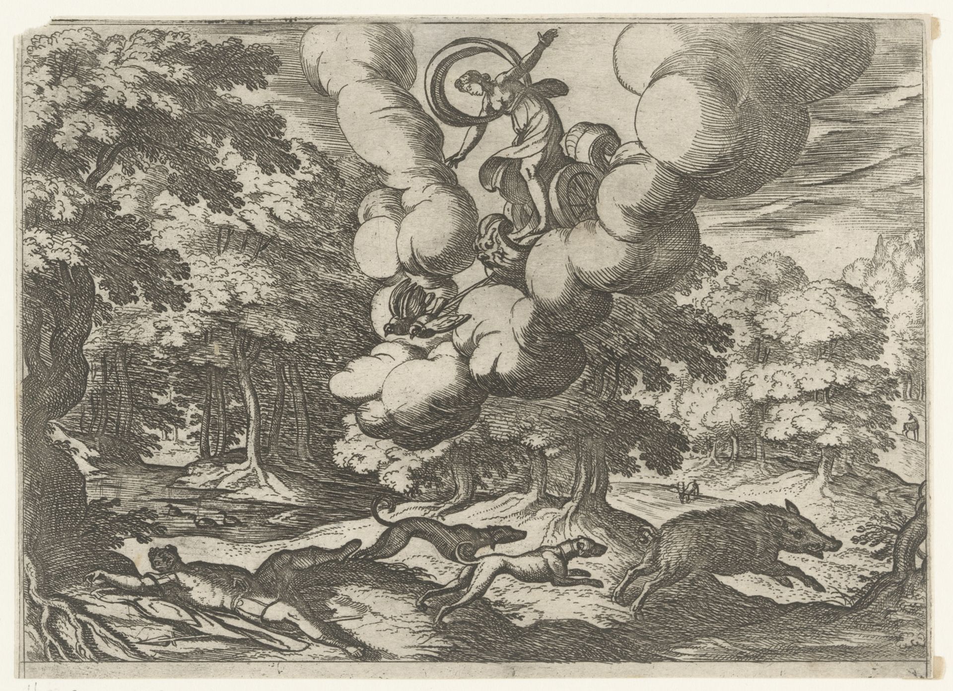 Landschap met de dood van Adonis by Antonio Tempesta
