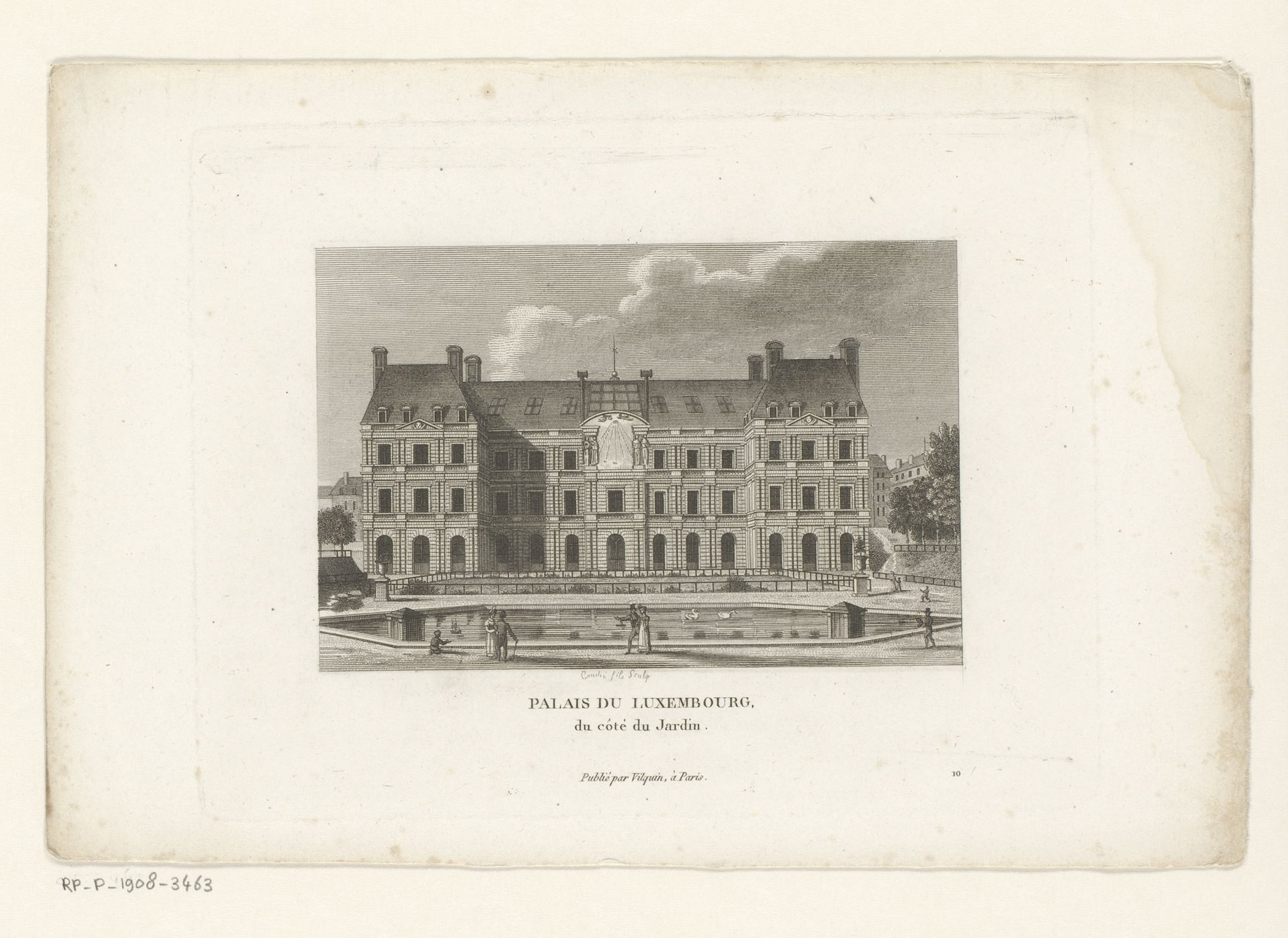 Gezicht op het Palais du Luxembourg te Parijs by François Louis Couché
