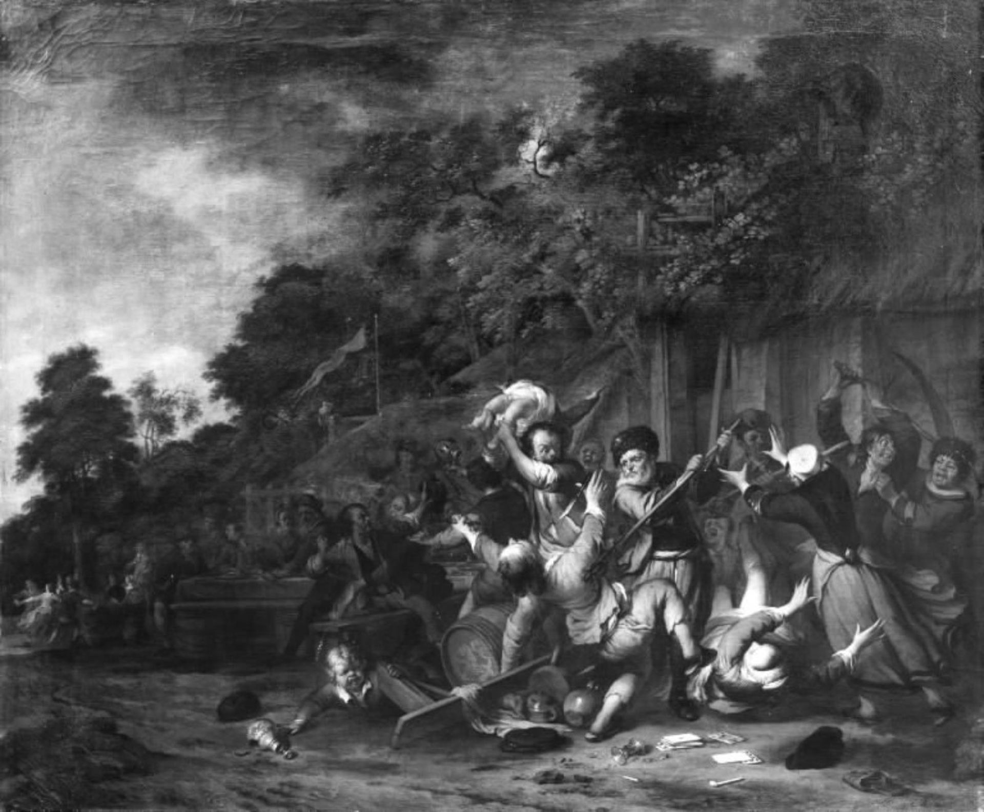 Peasant Brawl near an Inn by Jacob Coeman