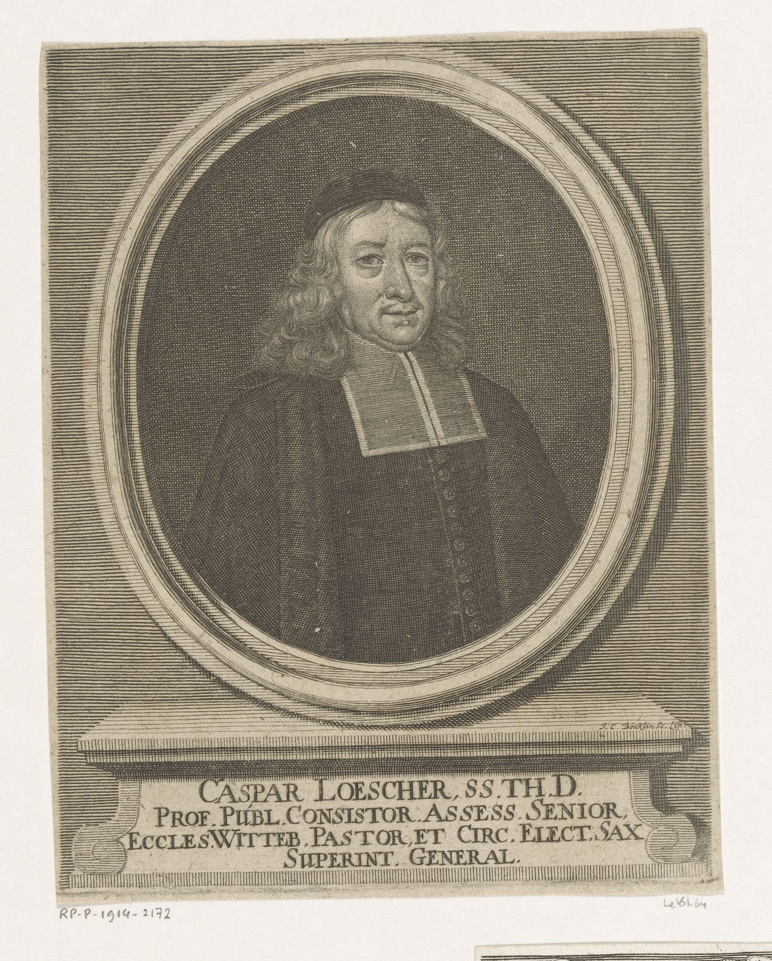 Portret van Caspar Löscher by Johann Christoph Boecklin