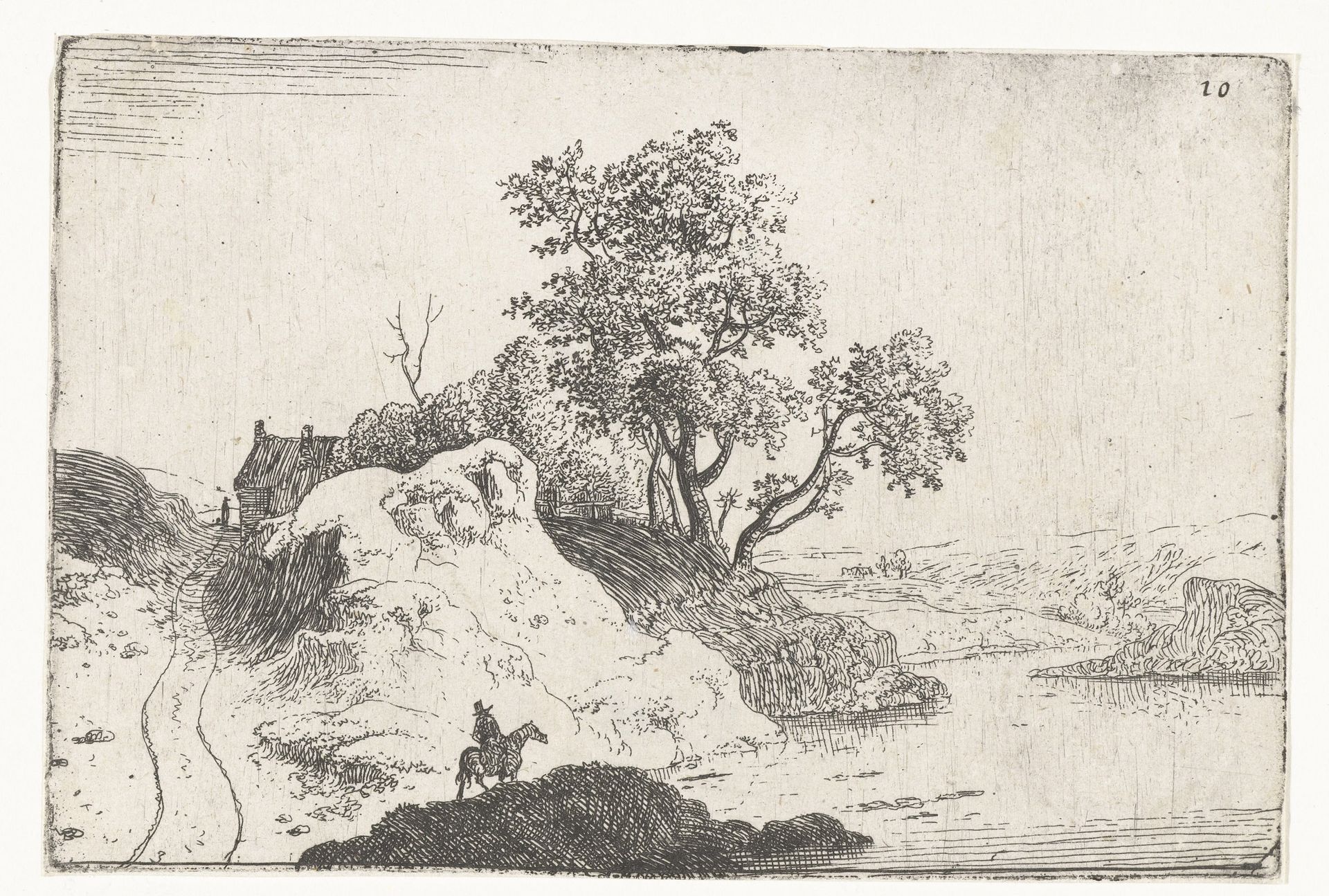 Landschap met ruiter by Jan van Aken