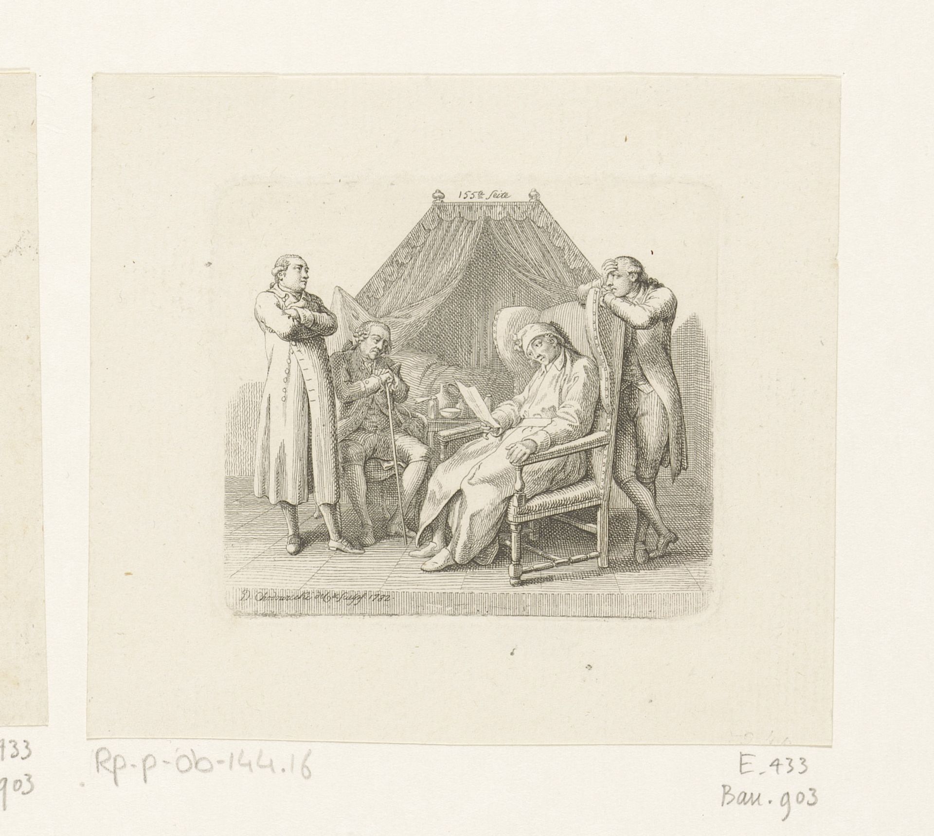 Lamberg leest de brief van Amalie by Daniel Nikolaus Chodowiecki