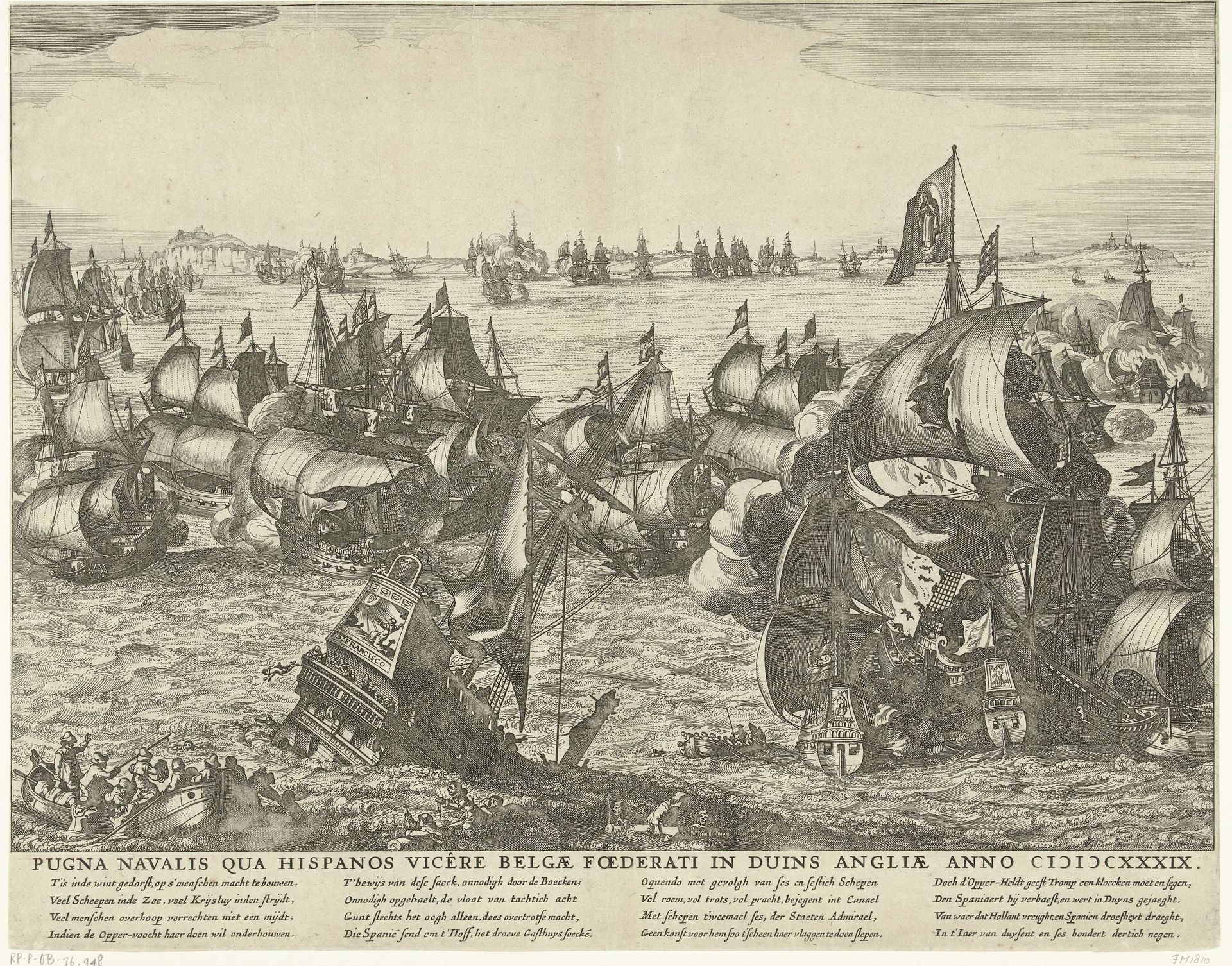 Zeeslag bij Duins, 1639 by Claes Jansz. Visscher