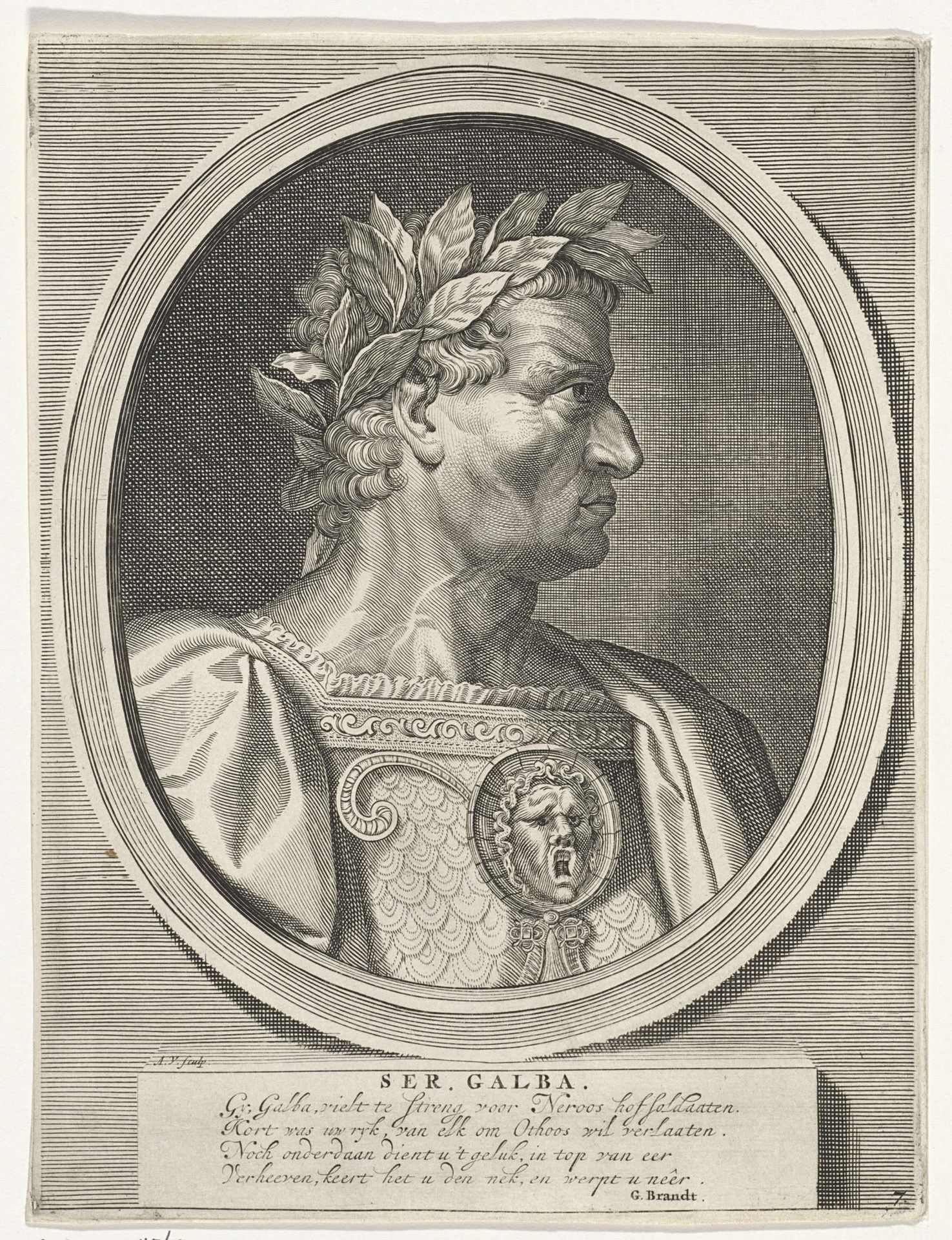 Portret van Galba, Romeins keizer by Andries Vaillant