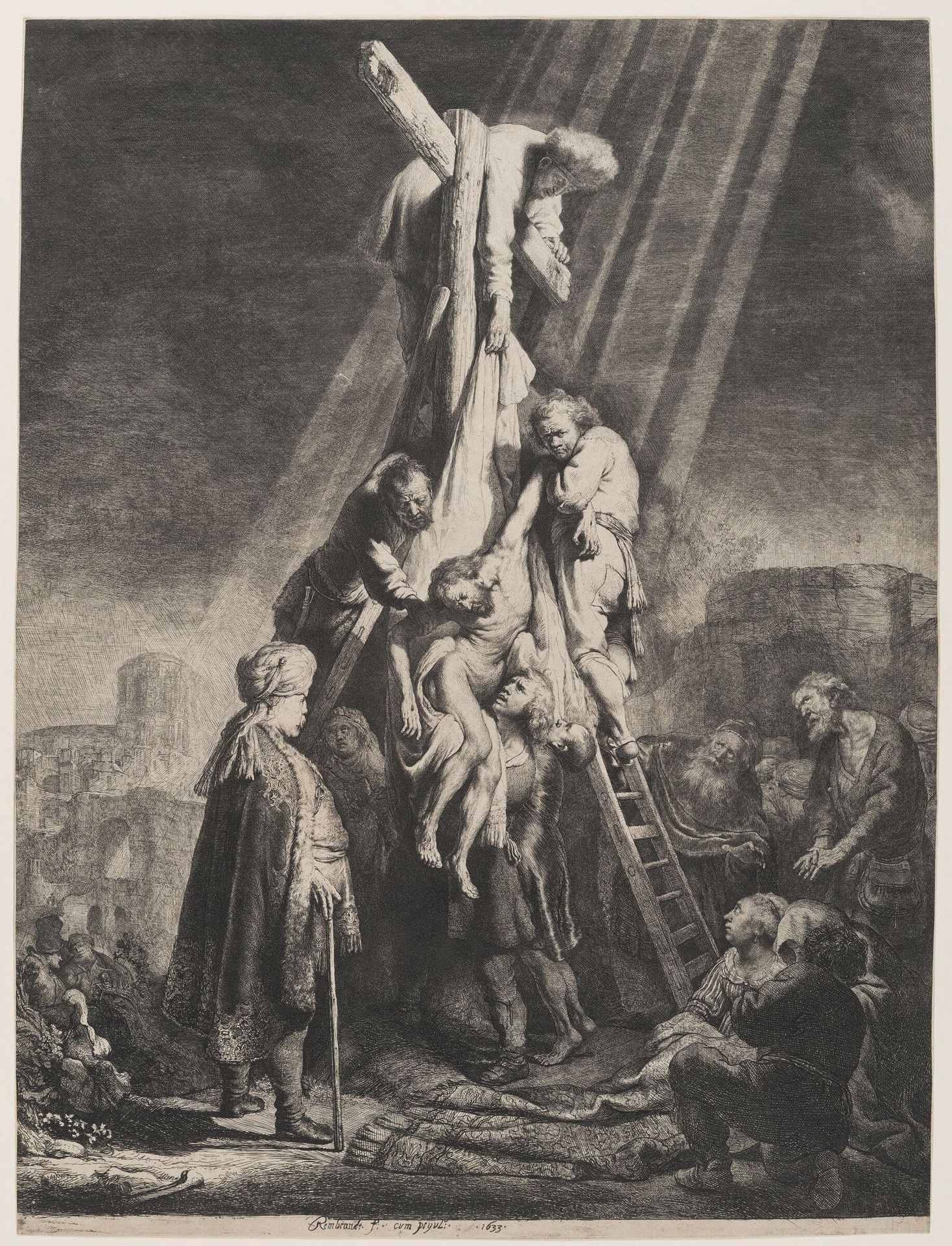 The Descent from the Cross: Second Plate by Rembrandt van Rijn