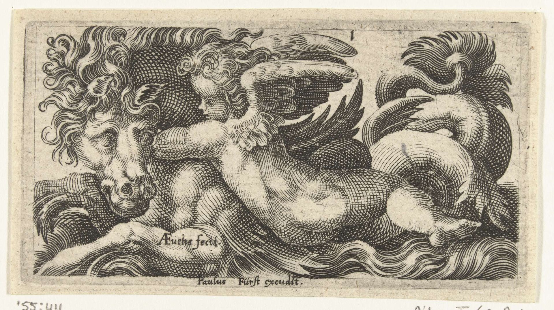 Zeepaard met een putto om zijn hals by Adam Fuchs