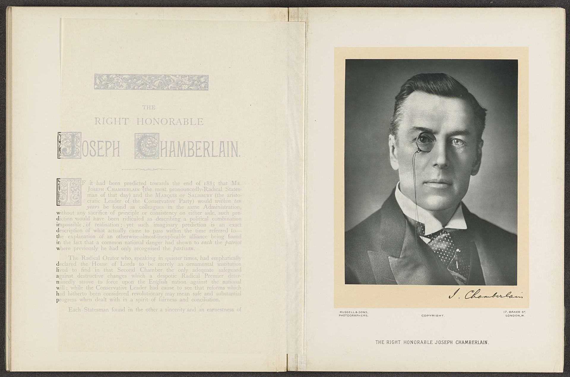 The right honorable Joseph Chamberlain by Russell & Sons