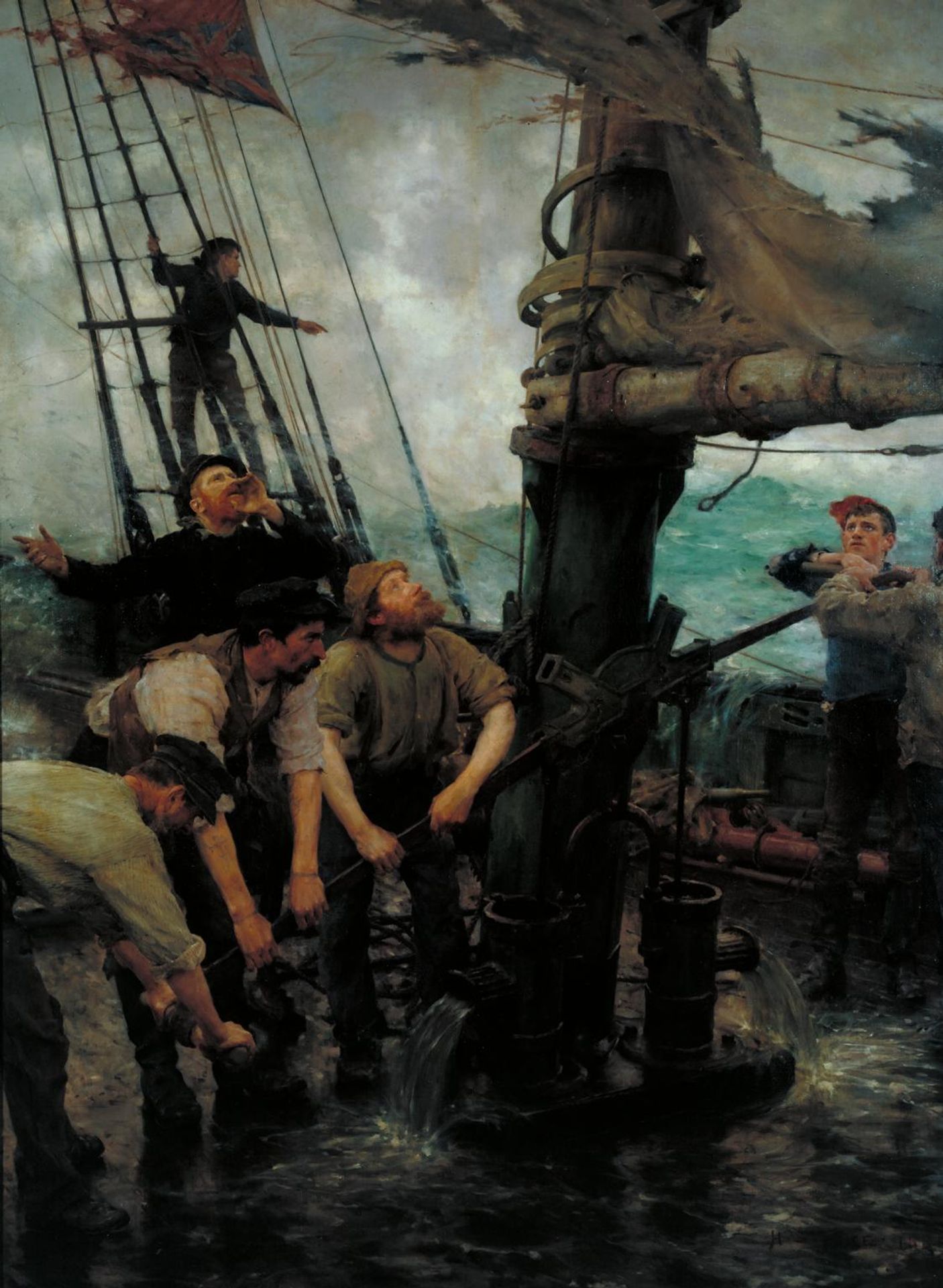 All Hands to the Pumps by  Henry Scott Tuke