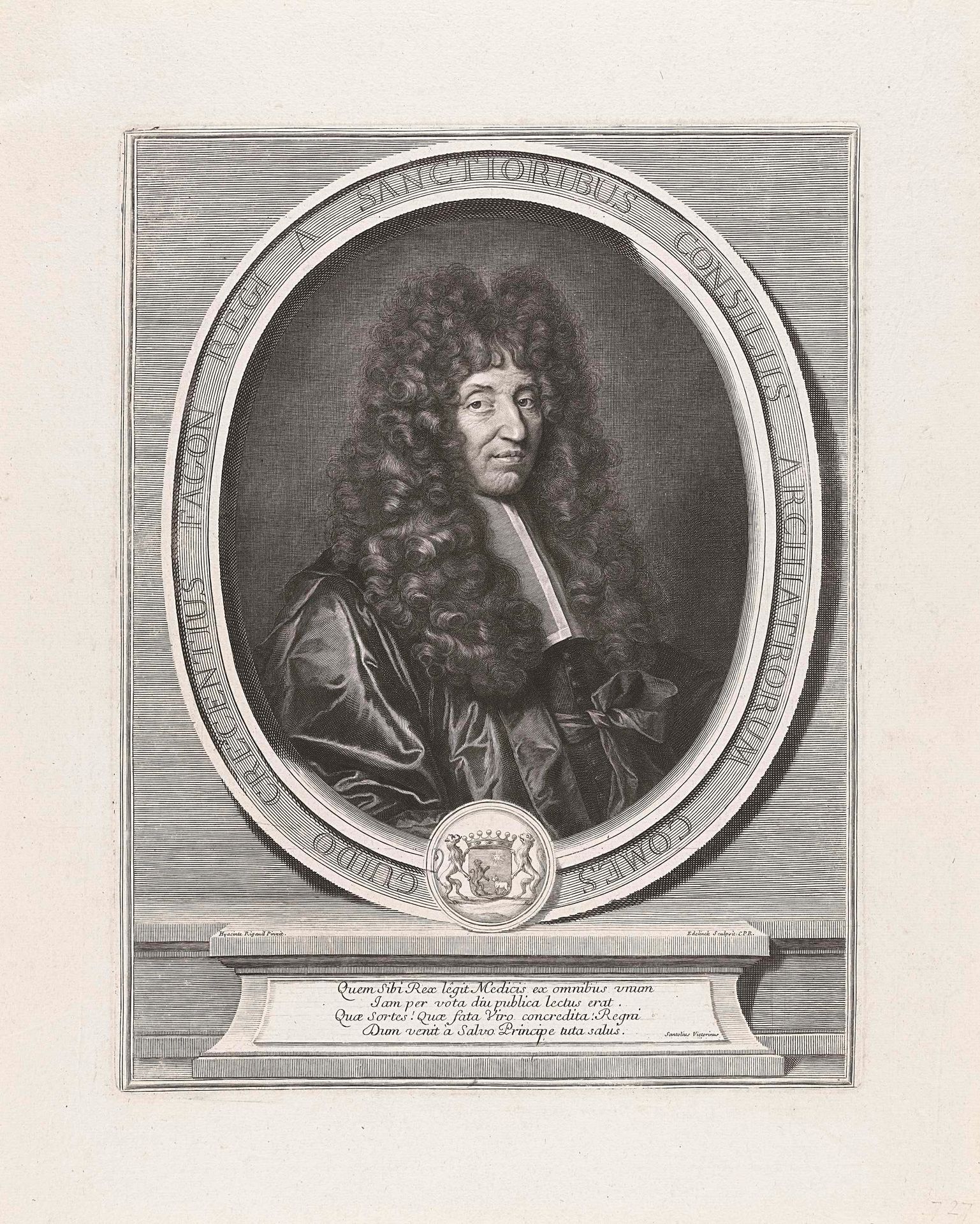 Portret van Guy-Crescent Fagon by Gérard Edelinck