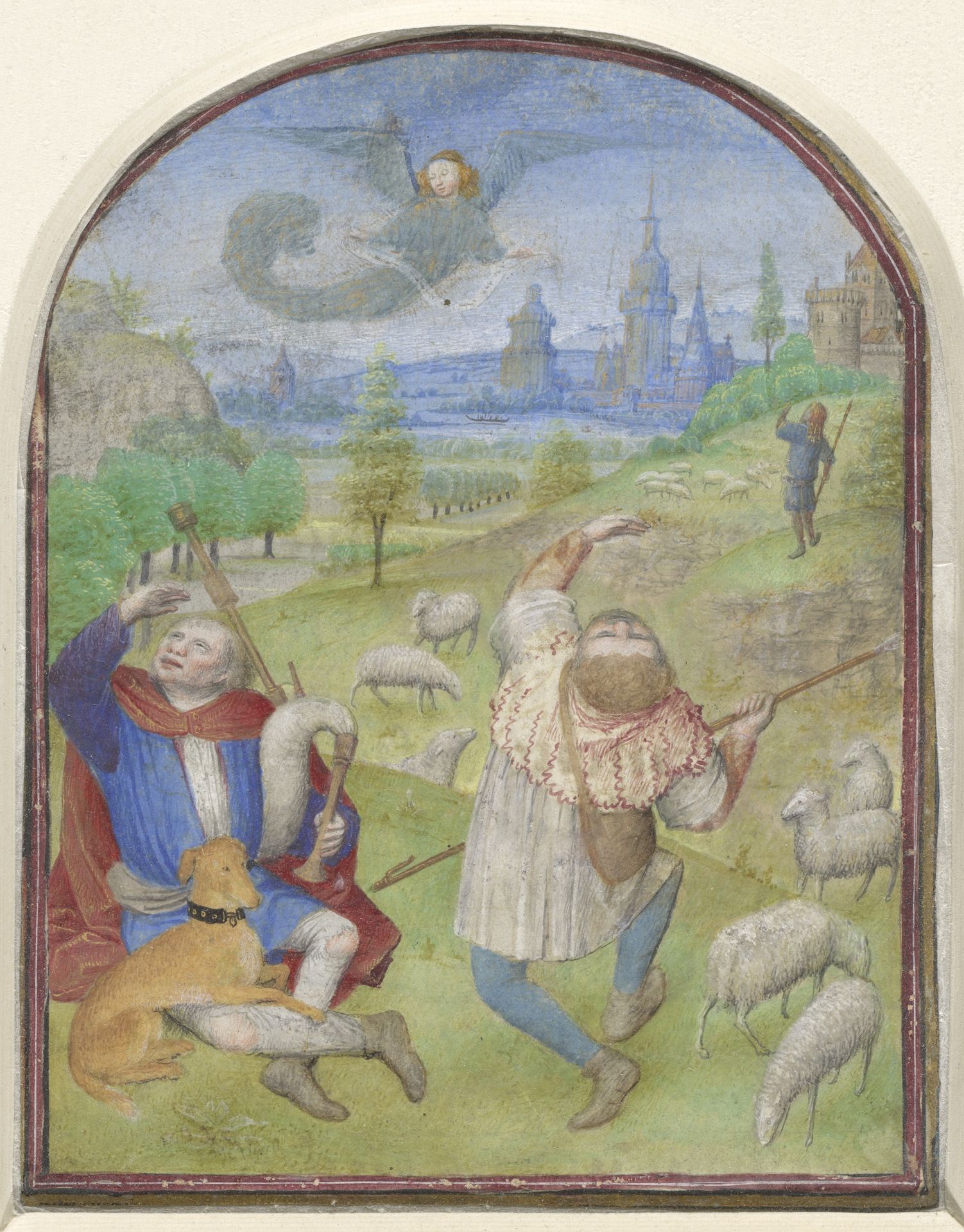 De verkondiging aan de herders by Simon Marmion