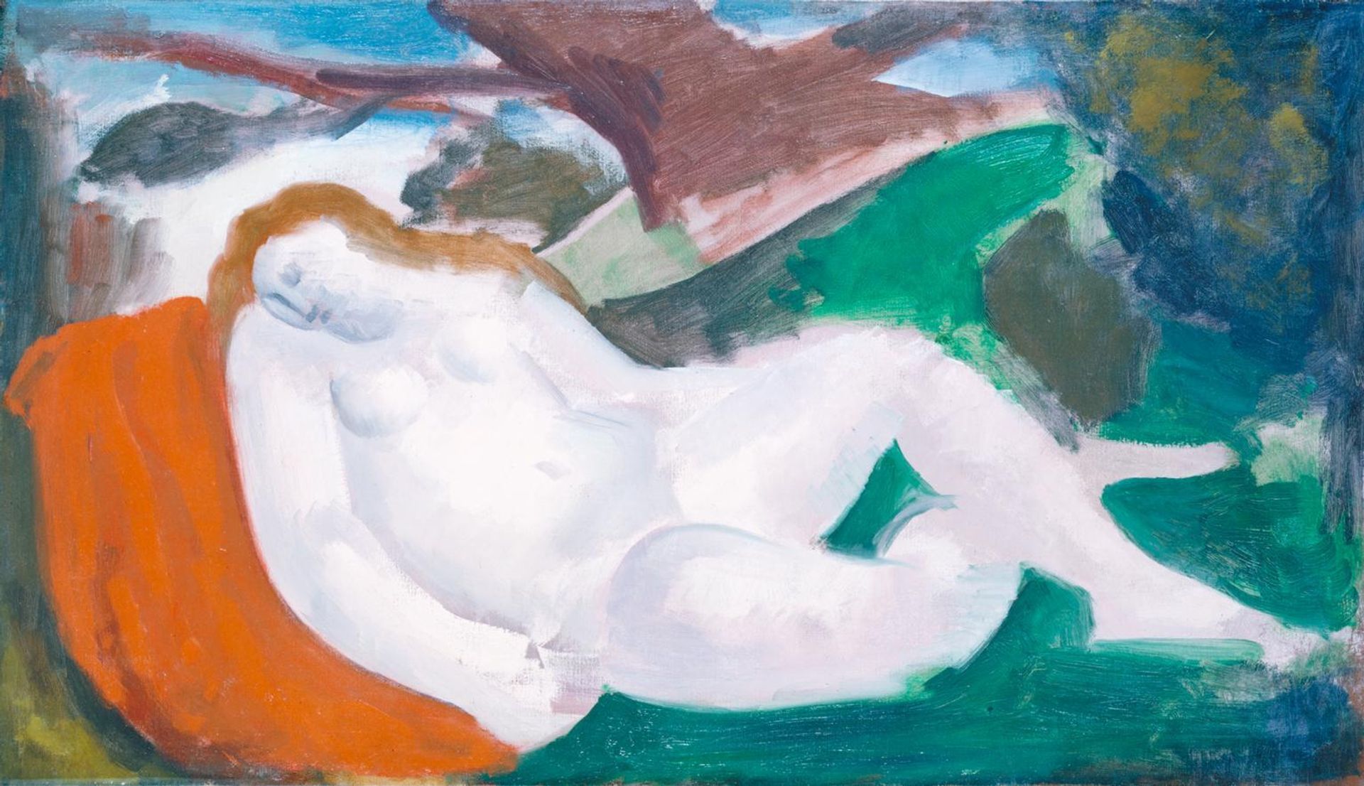 Sleeping Woman in a Landscape by  Bernard Meninsky