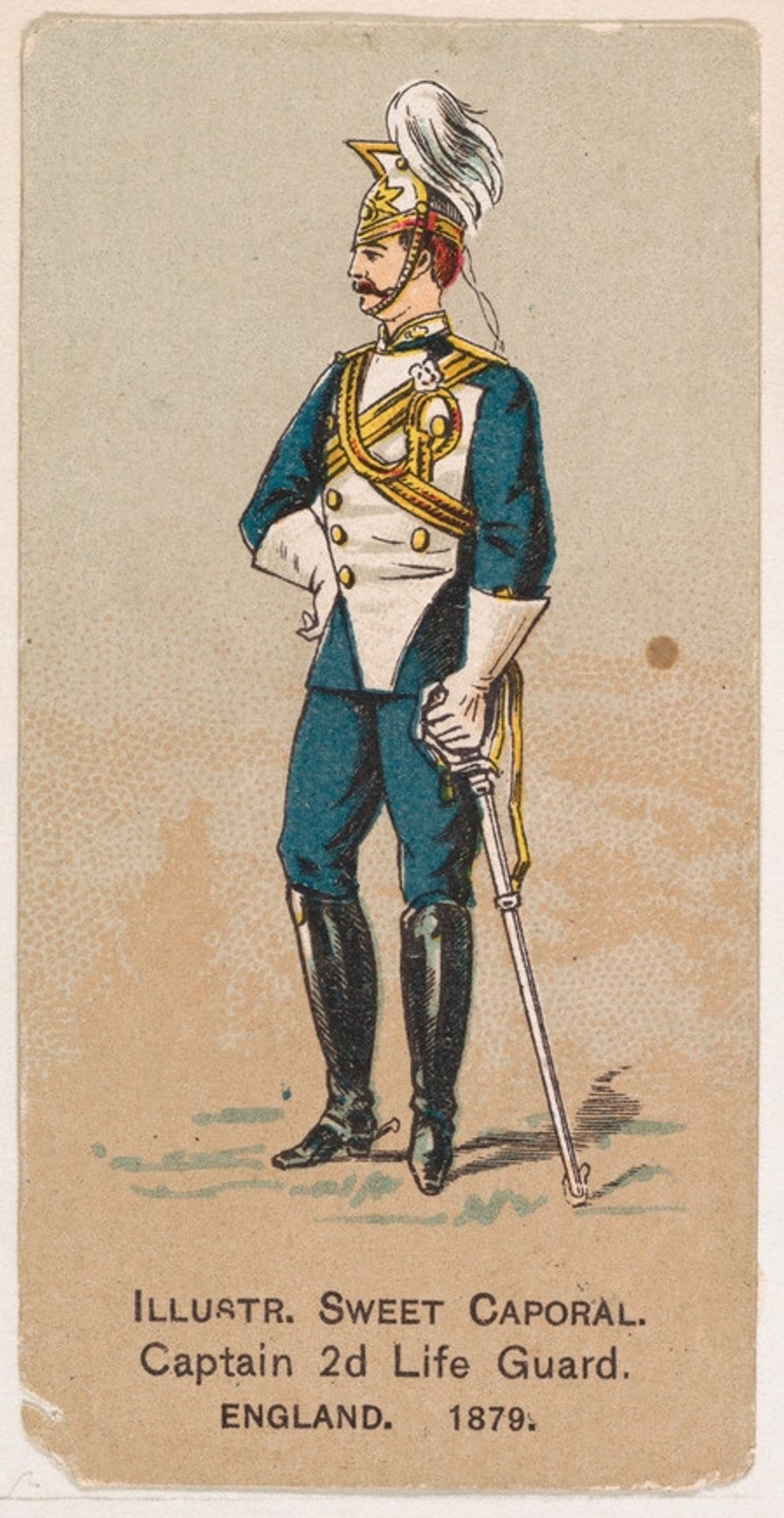 Captain, 2nd Life Guard, England, 1879, from the Military Series (N224) issued by Kinney Tobacco Company to promote Sweet Caporal Cigarettes by Kinney Brothers Tobacco Company