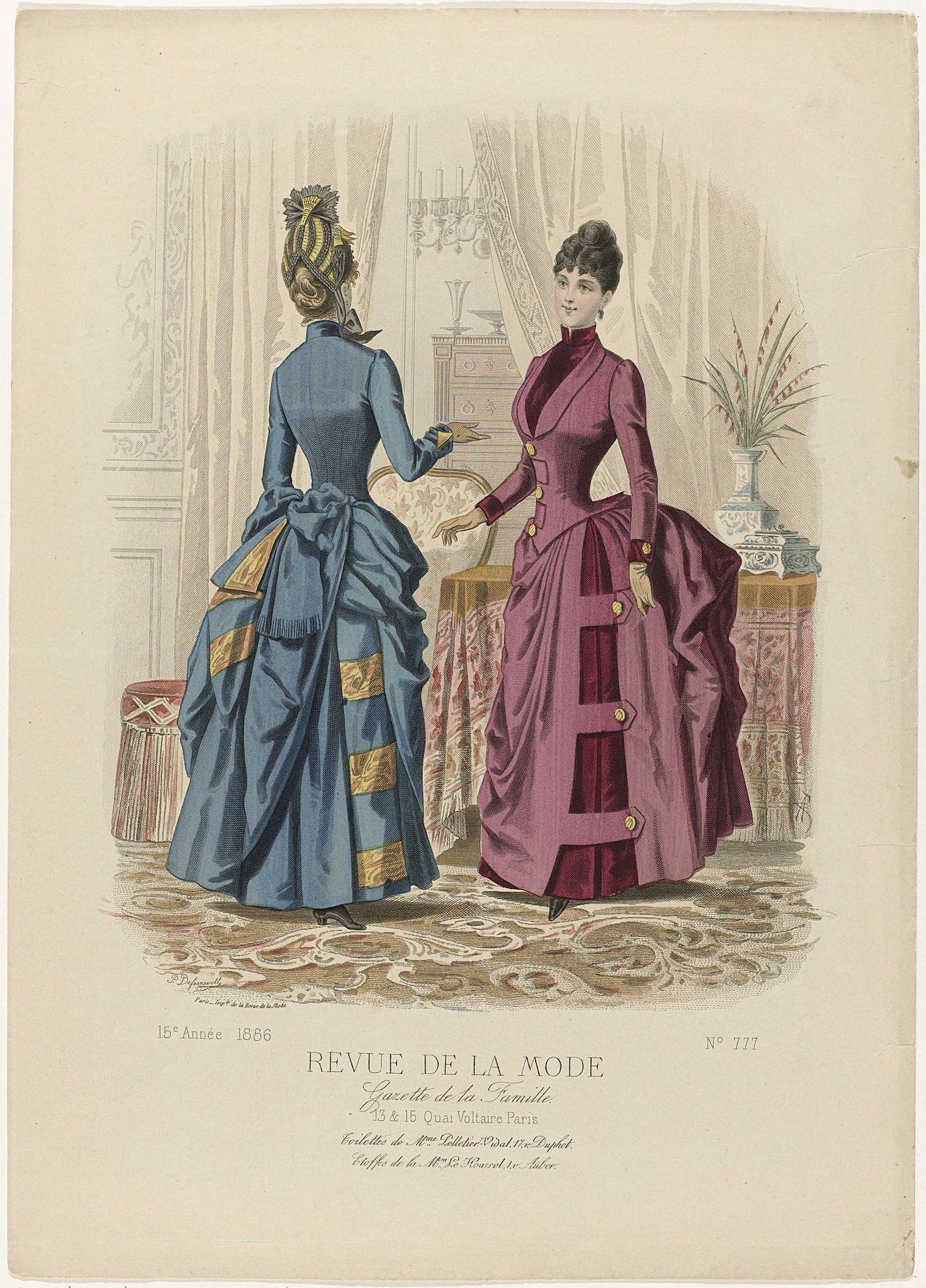 Revue de la Mode, Gazette de la Famille, dimanche 21 novembre 1886, 15e Année, No. 777: Toilettes de M.me Pelletier-Vidal (...) by A. Chaillot
