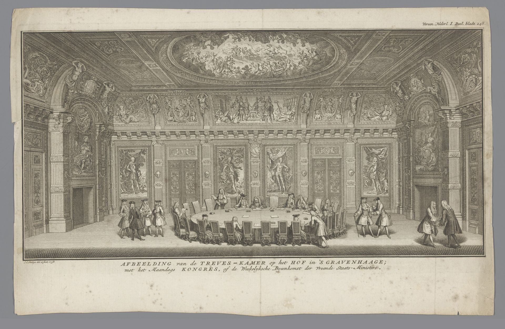 Wekelijks overleg door de Staten-Generaal in de Trêveszaal, 1738 by Jan Caspar Philips