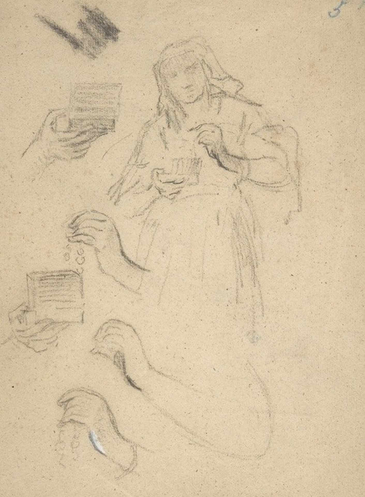 Woman holding an open jewelry box by Narcisse-Virgilio Diaz